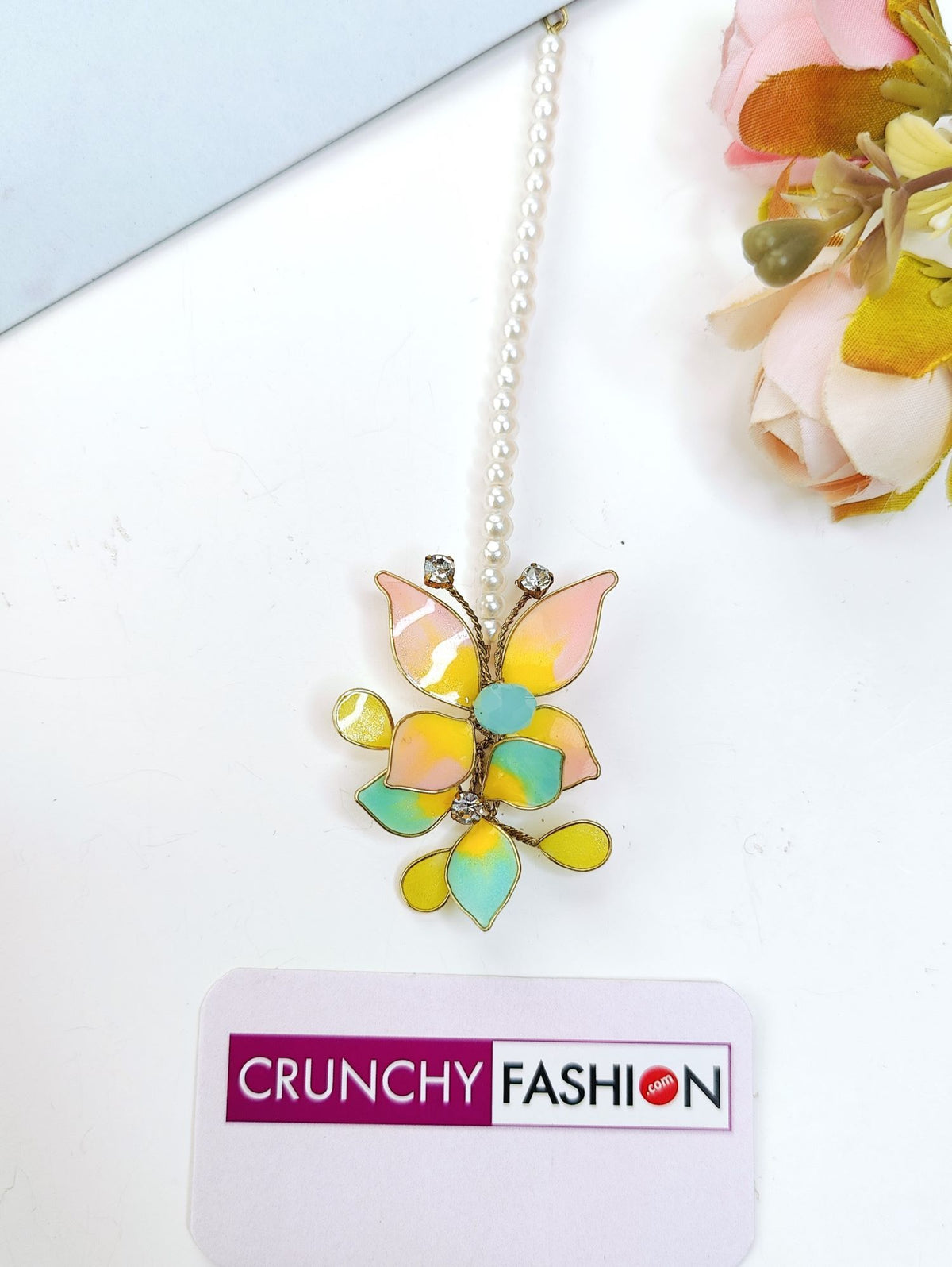 multicolor resin butterfly jewellery set for haldi and mehendi