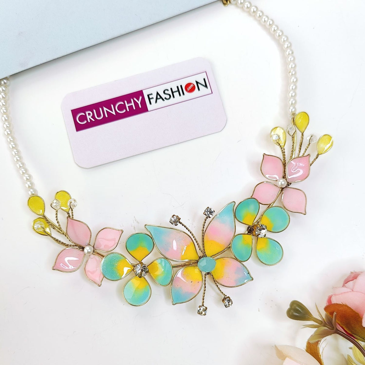 multicolor resin butterfly jewellery set for haldi and mehendi