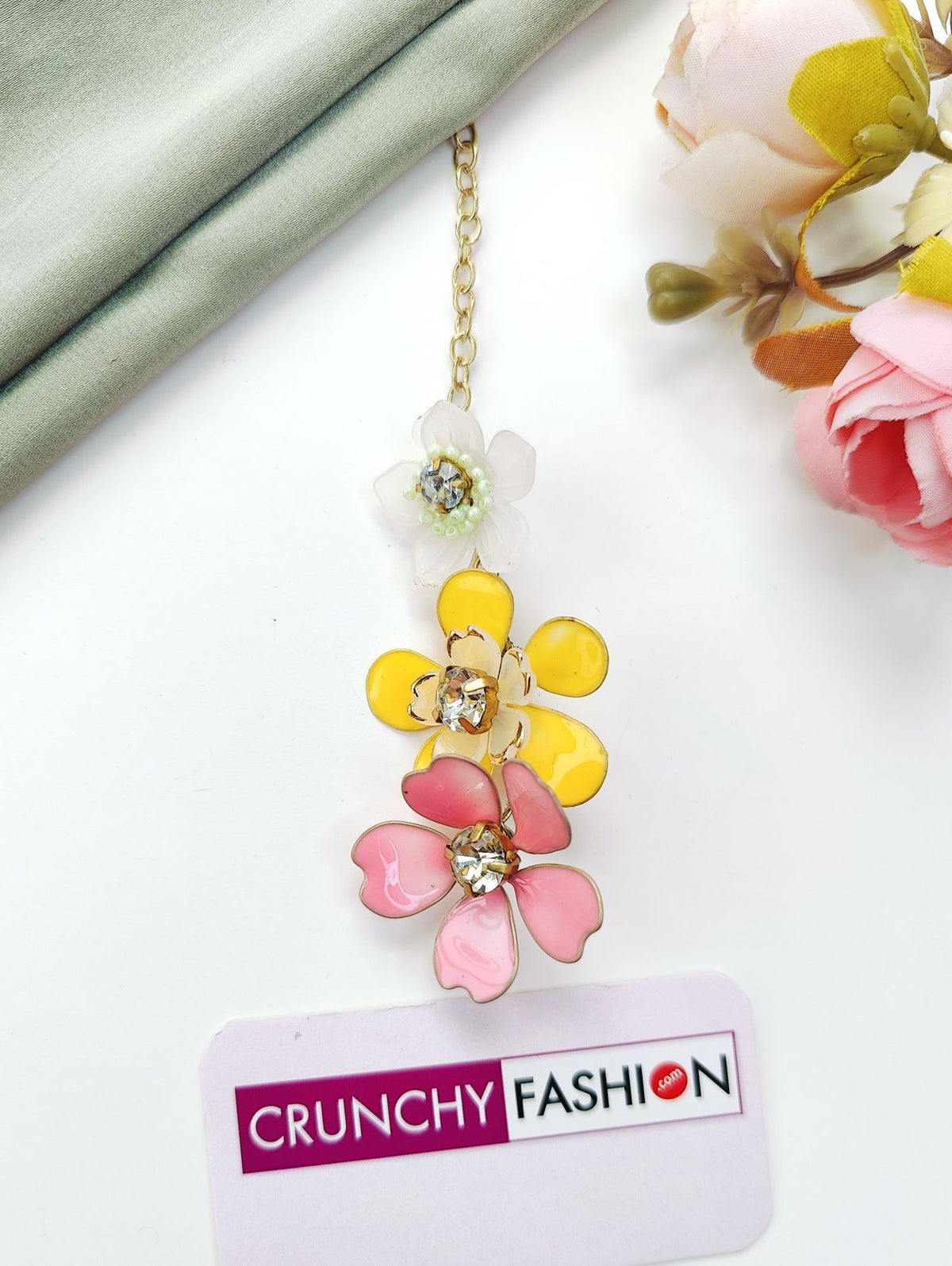Pink and yellow resin floral jewellery set for haldi brides 2026