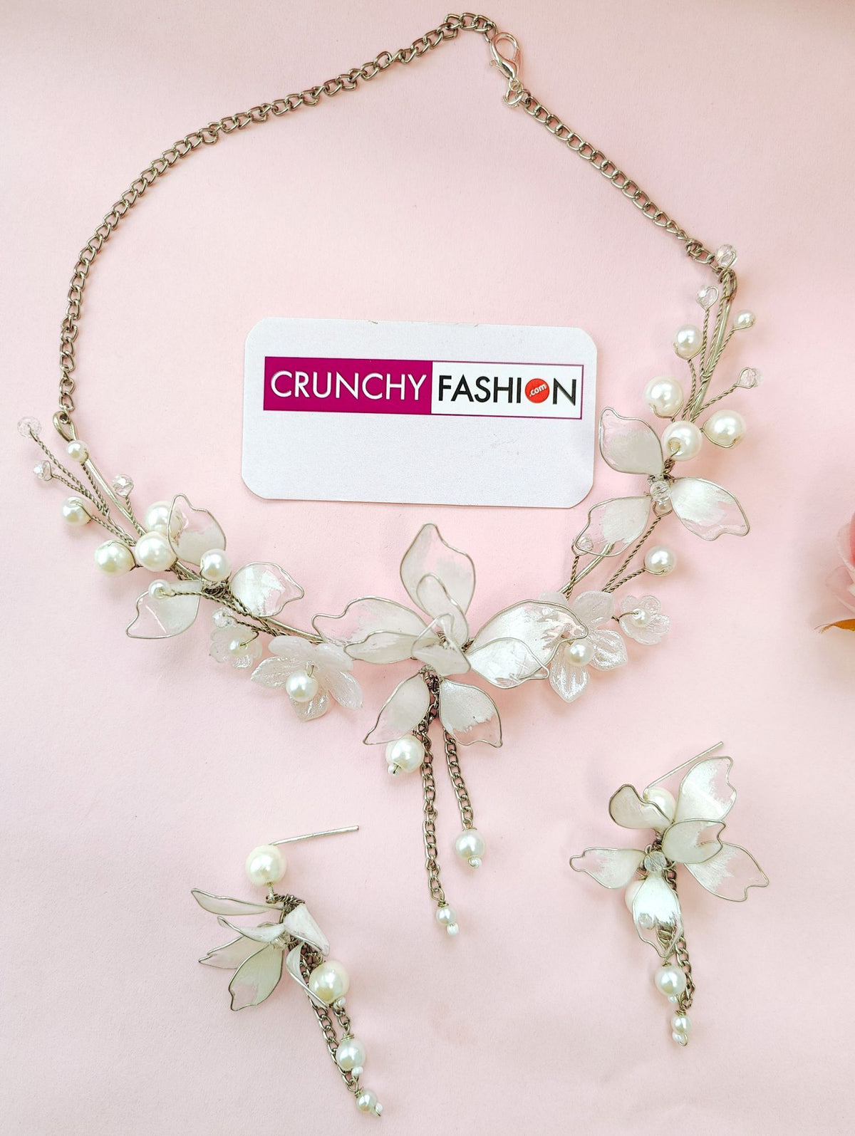 White floral resin jewellery set, lightweight haldi and bridal design