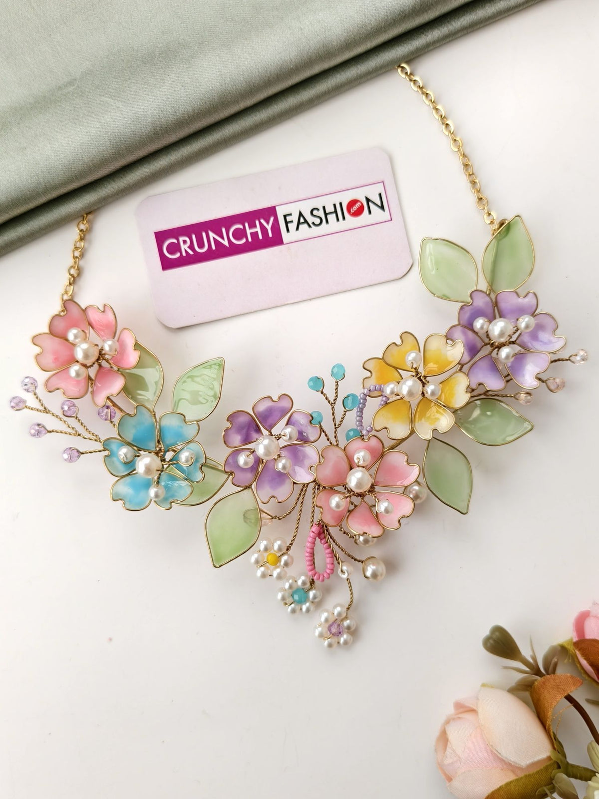 rainbow color floral resin jewellery set for haldi mehndi