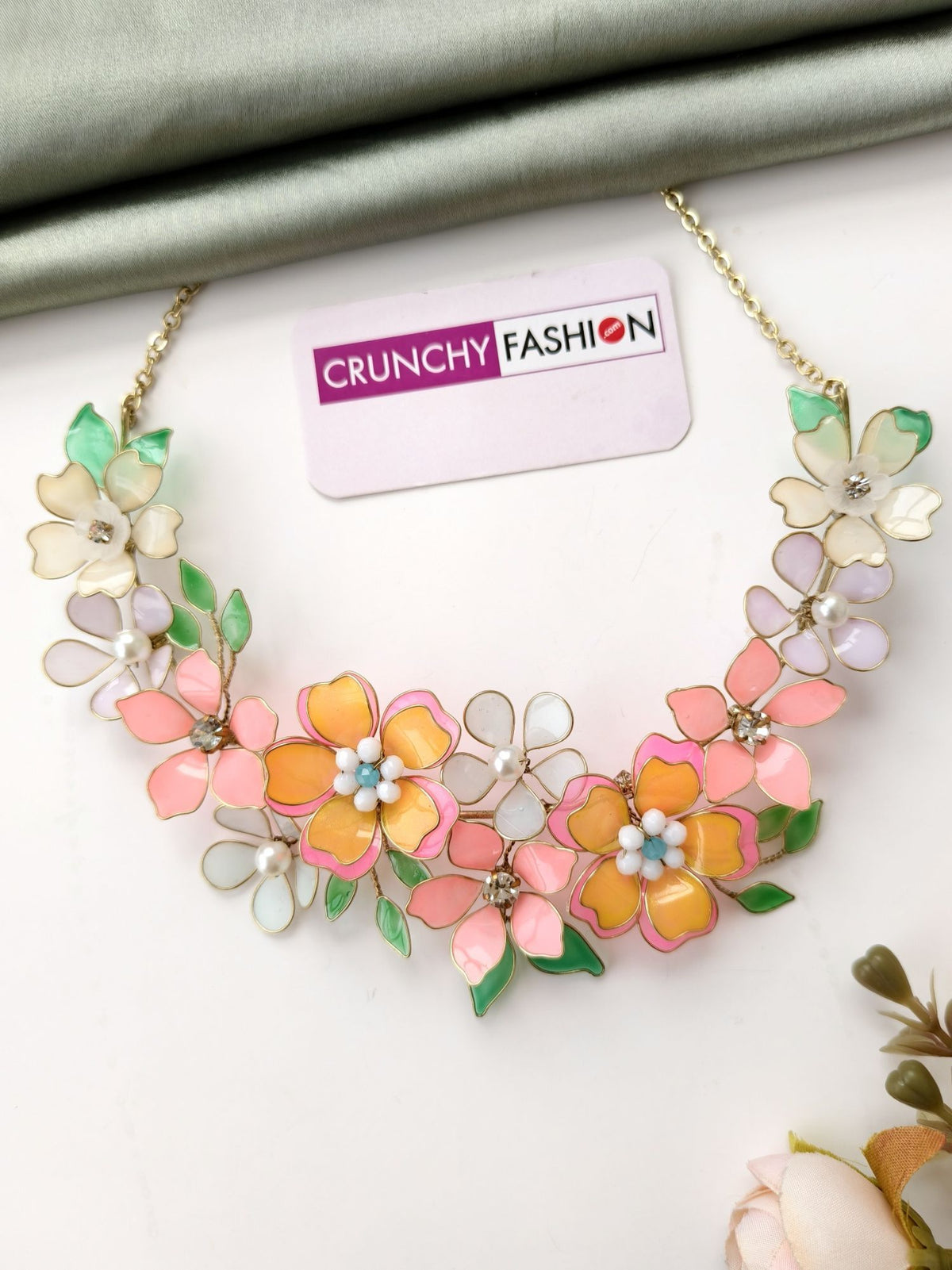 multicolor resin jewellery set, floral haldi mehndi jewelry