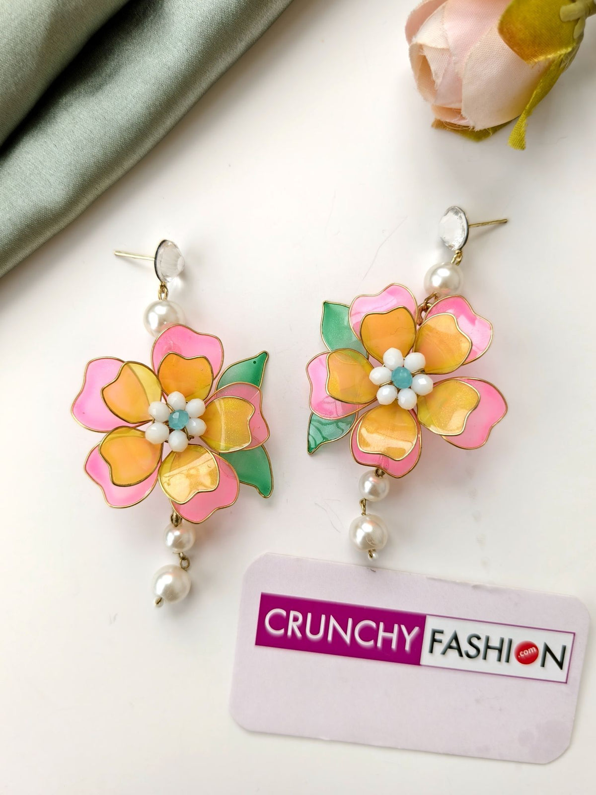 multicolor resin jewellery set, floral haldi mehndi jewelry