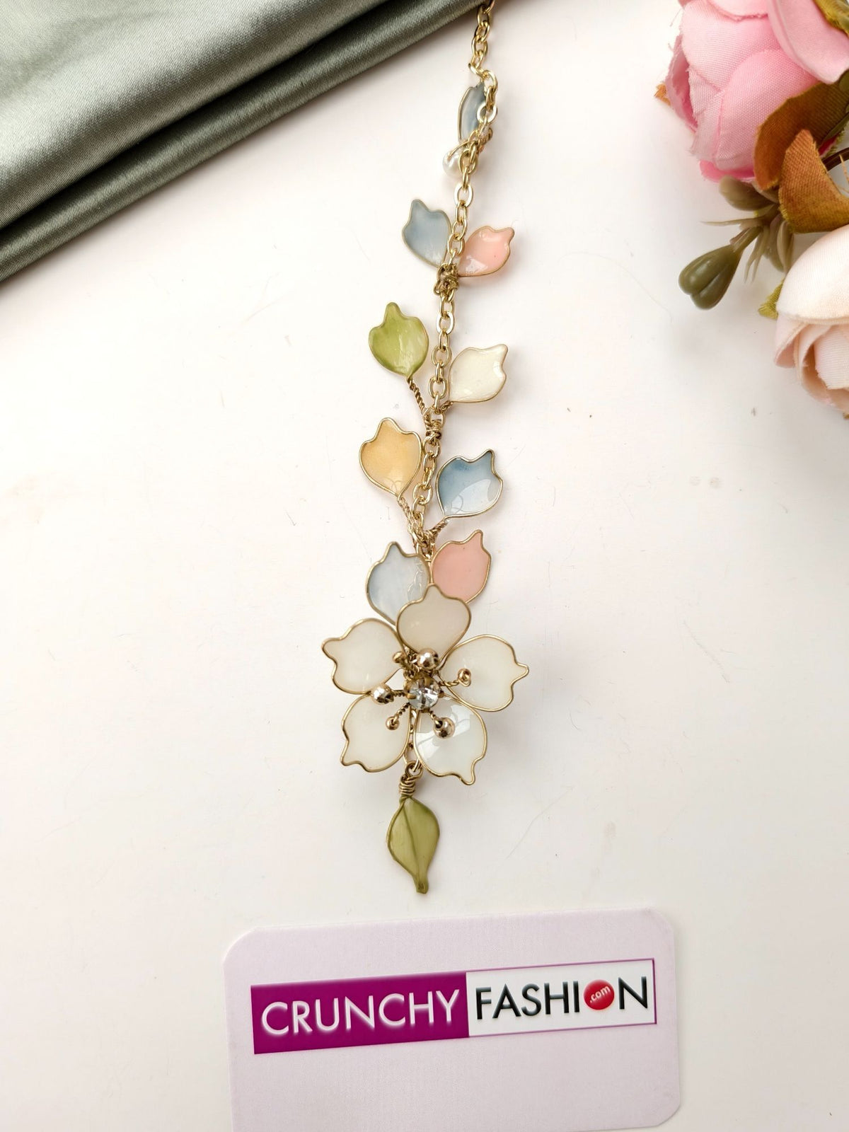 pastel resin floral jewellery set for haldi and mehndi, lightweight