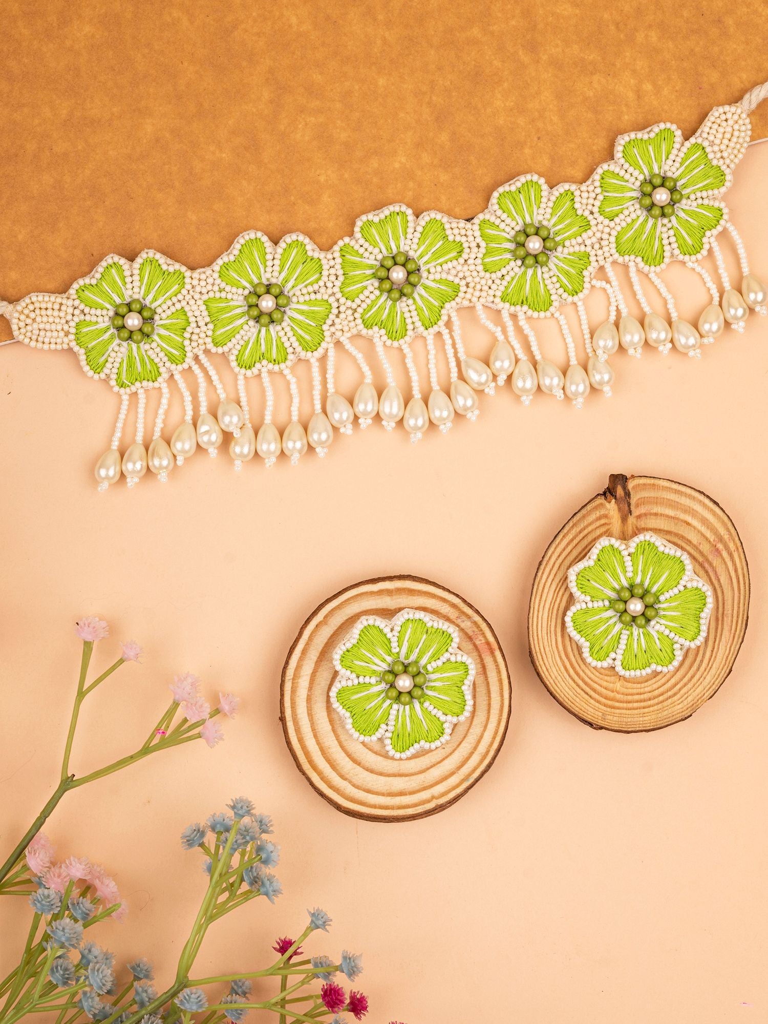 Blossom Floral Beaded Choker Necklace for Women, Girls