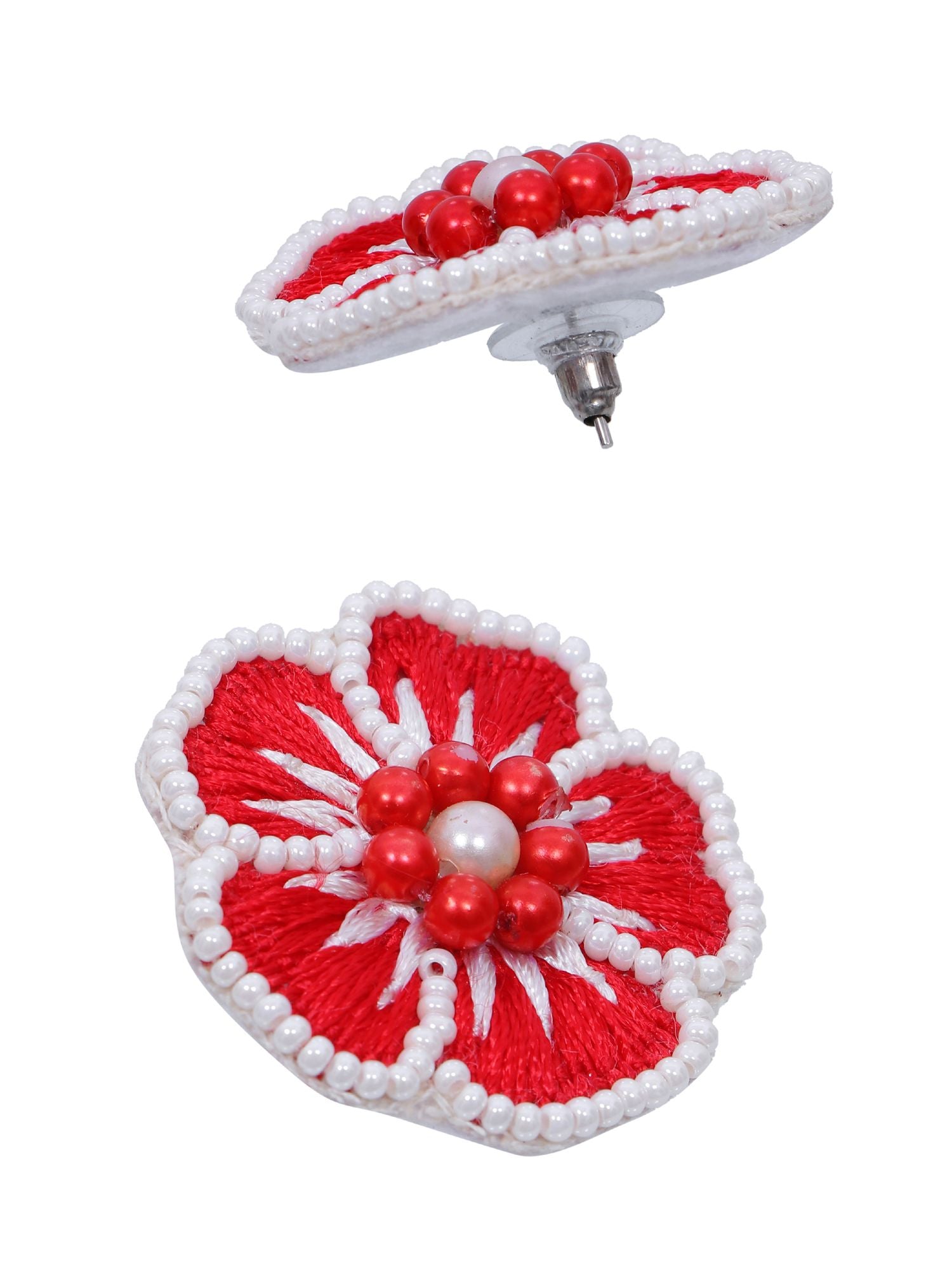 Antique flower-shaped choker necklace in red and white, ideal for women's everyday wear