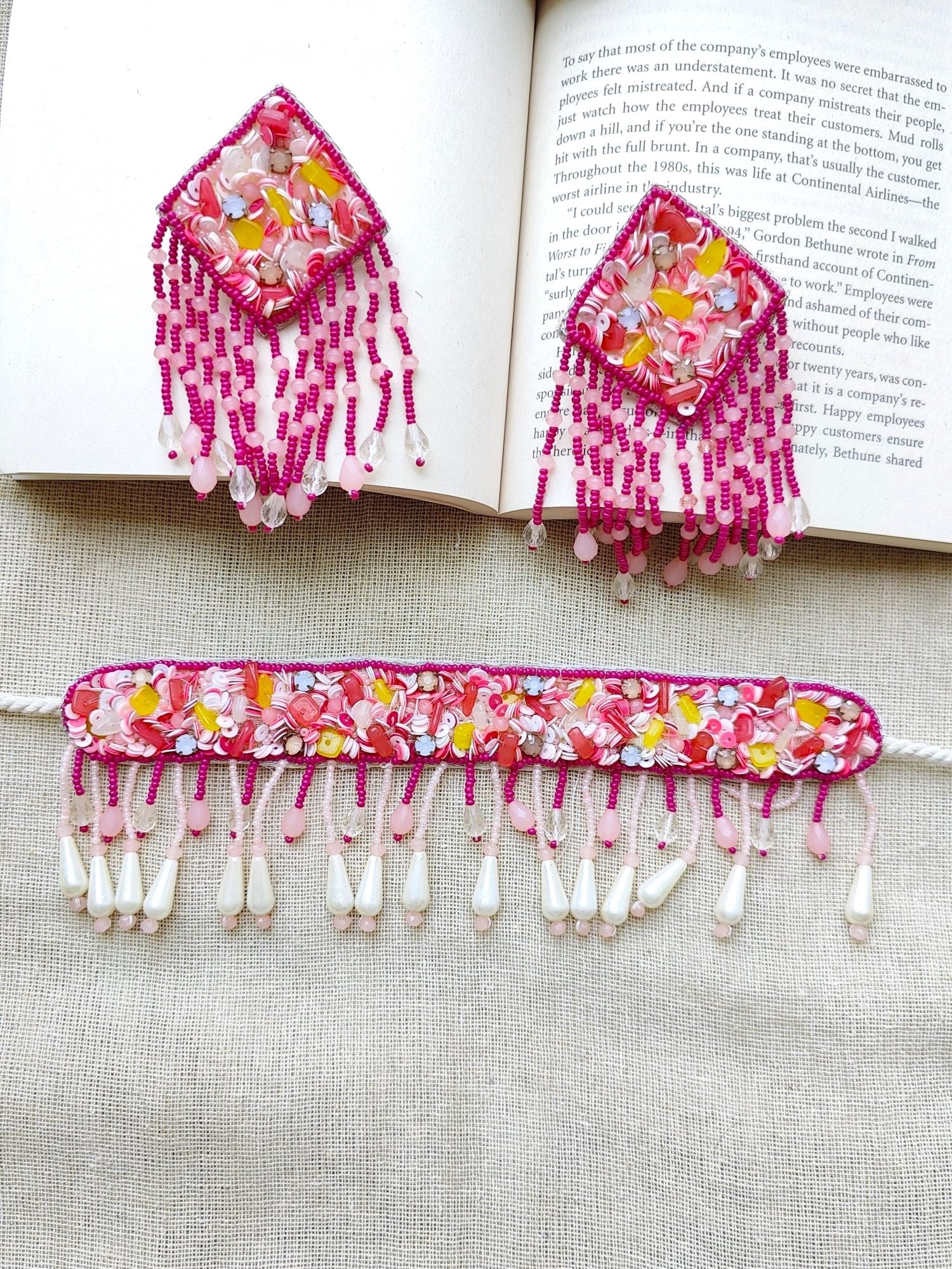 Handcrafted Pink Crystal & Pearl Ensemble - Festive & Party-Ready Jewelry Set