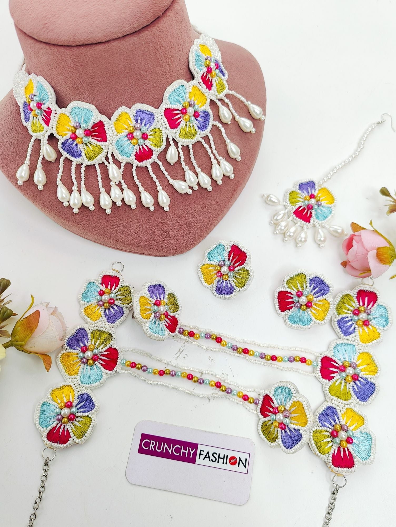 Yellow Blossom Handmade Jewelry Set-Haldi Mehndi Jewellery for Women