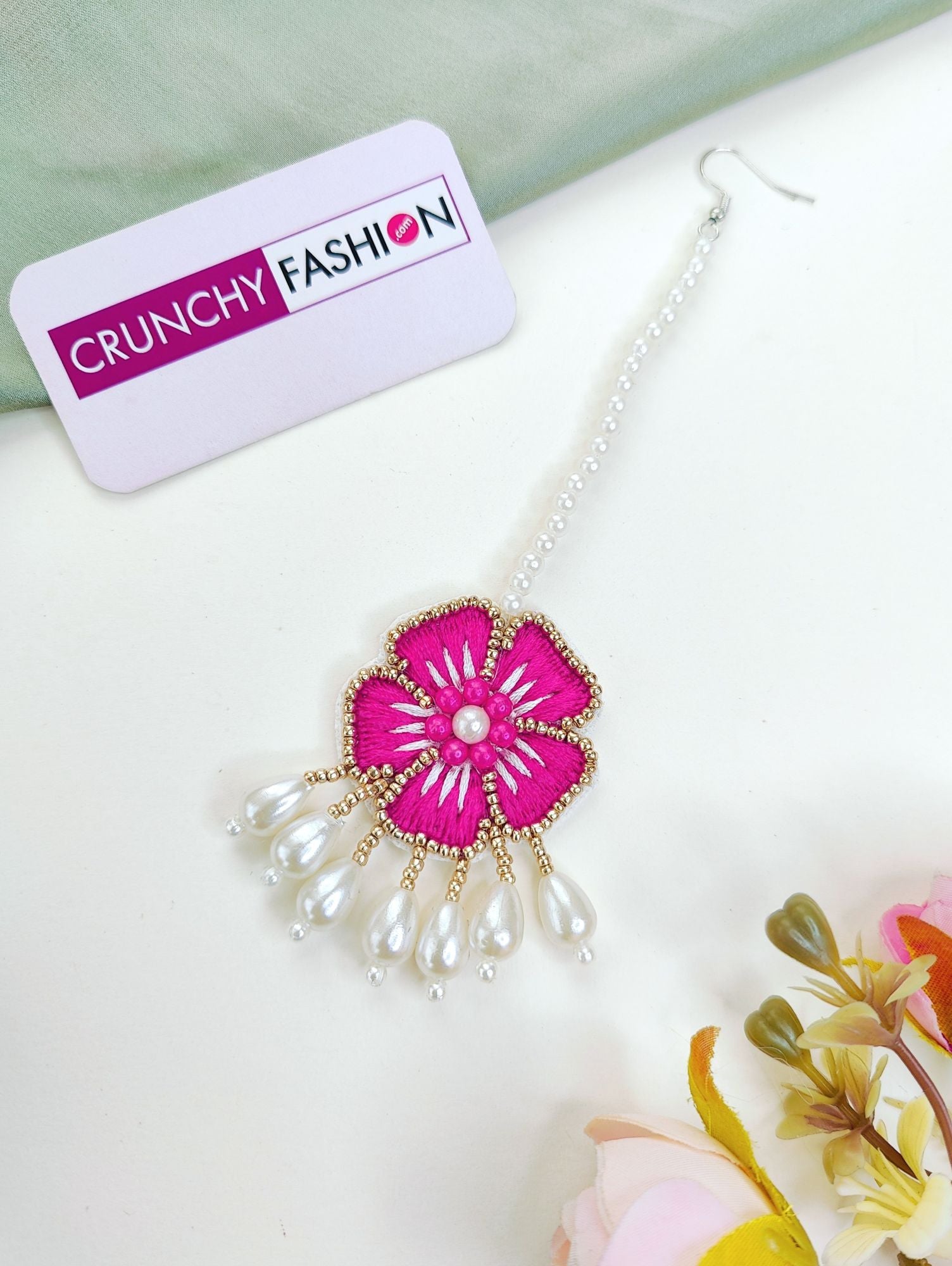 Blossom Pink-Orange Floral Handmade Jewellery Set for Haldi-Mehndi