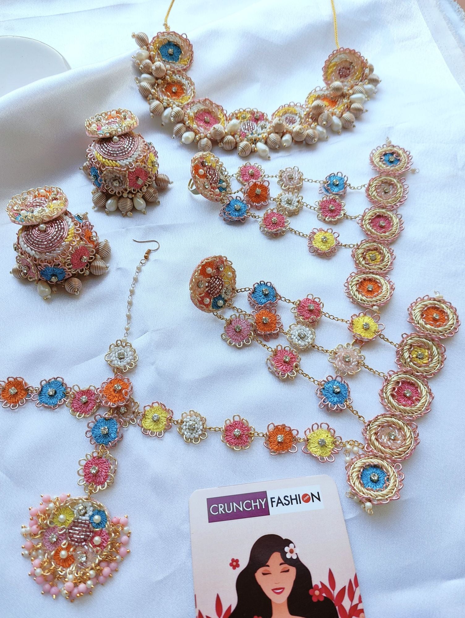 Multicolor Designer Carnival Jewellery Set for Haldi-Mehndi