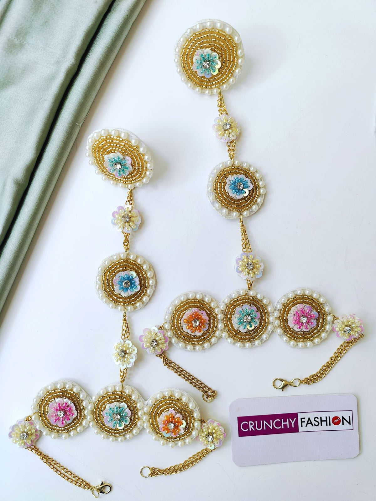 Multicolored Florals handcrafted haldi Mehndi jewellery set for Brides