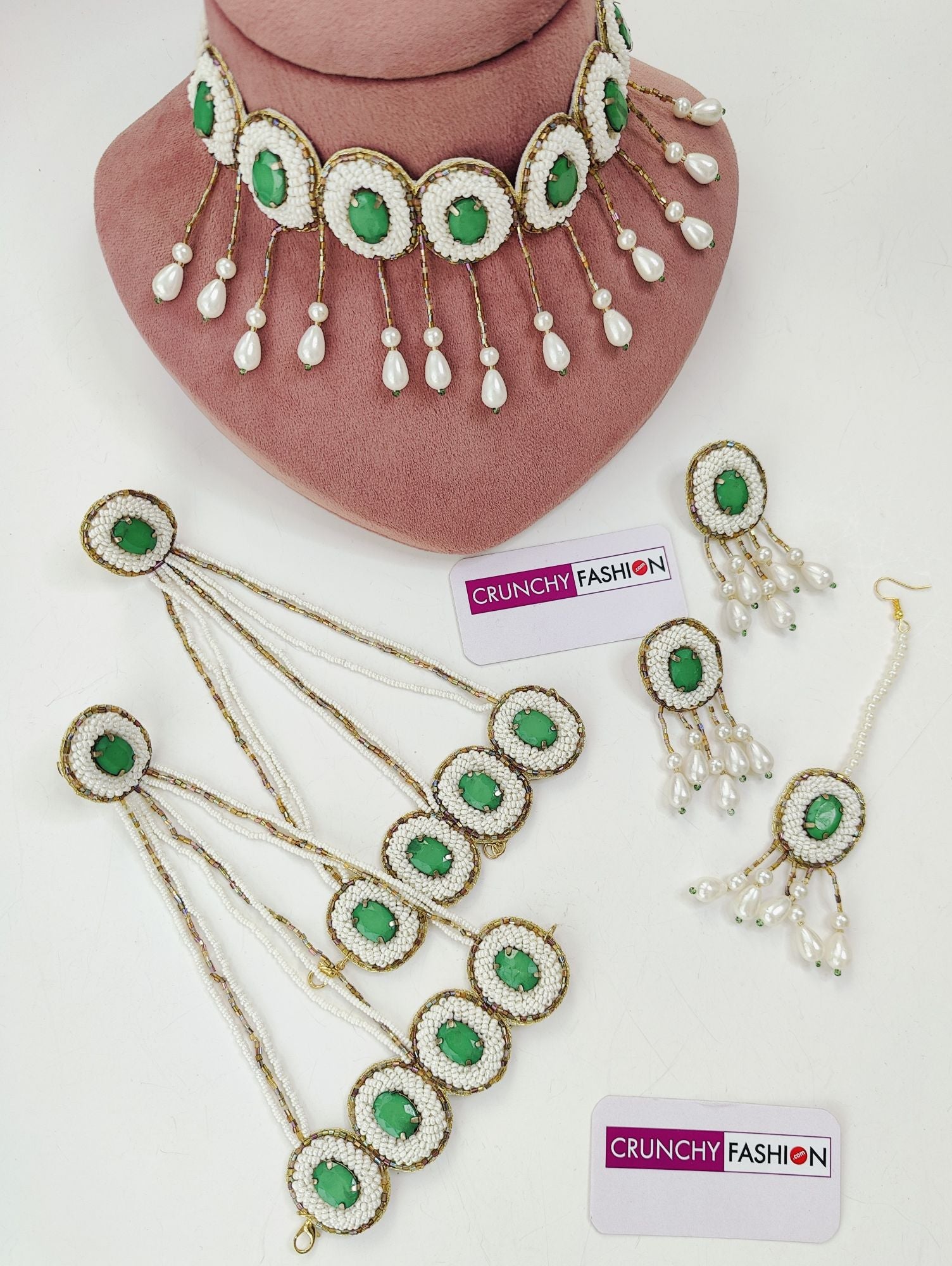 Nitara Mehndi Jewellery Set with Green Crystals