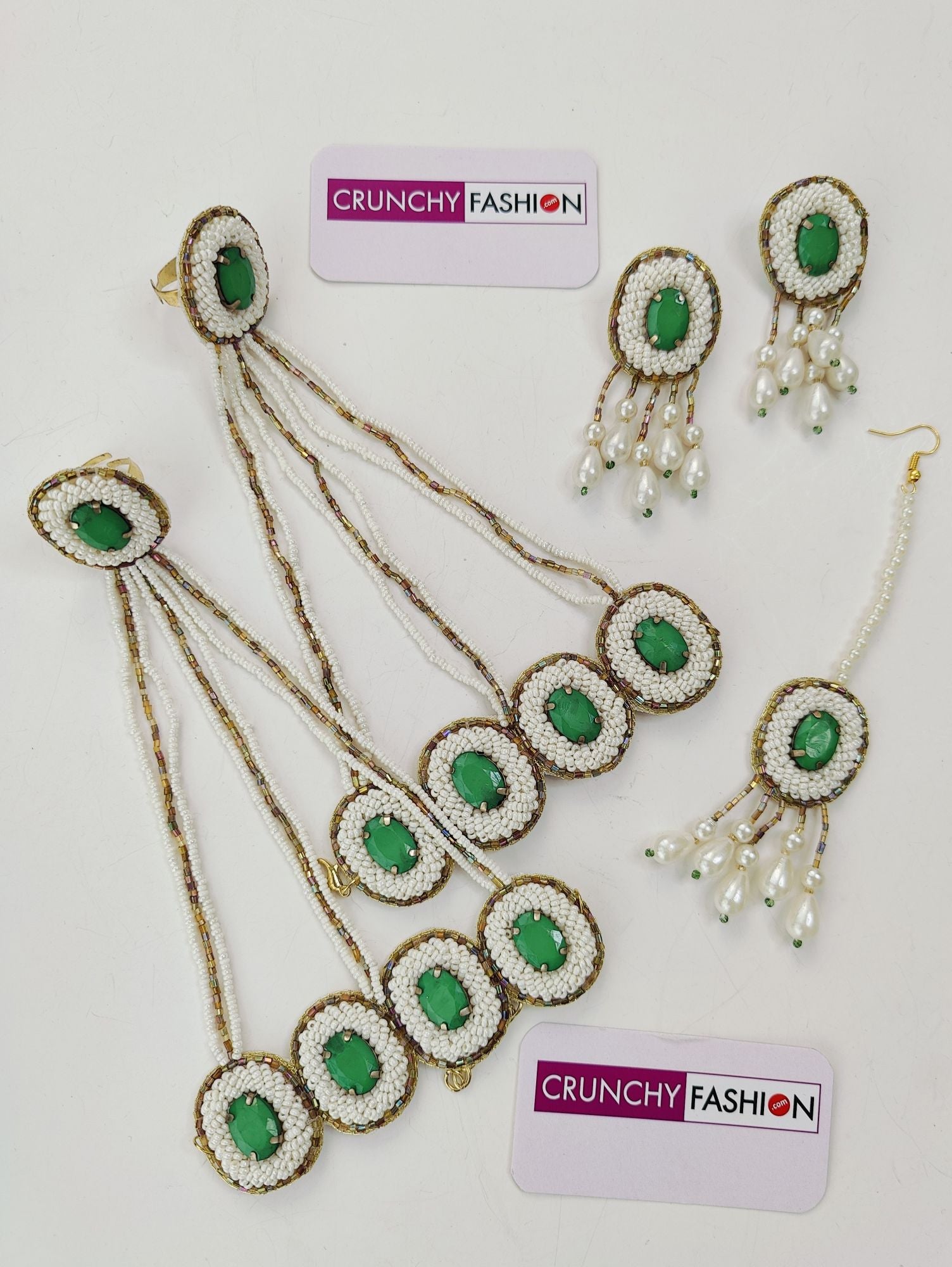 Nitara Mehndi Jewellery Set with Green Crystals