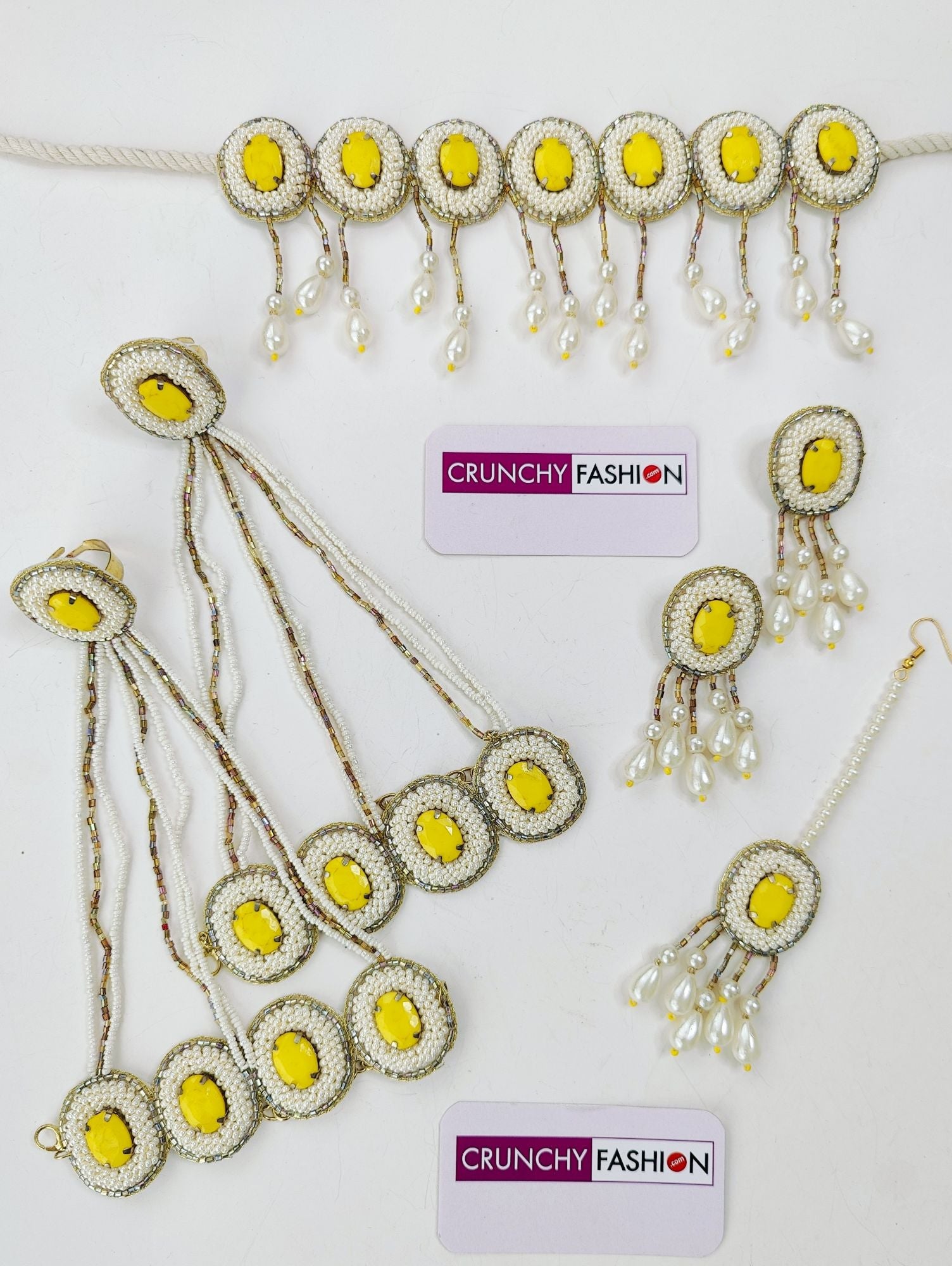 Nitara Haldi Jewellery Set with Yellow Crystals