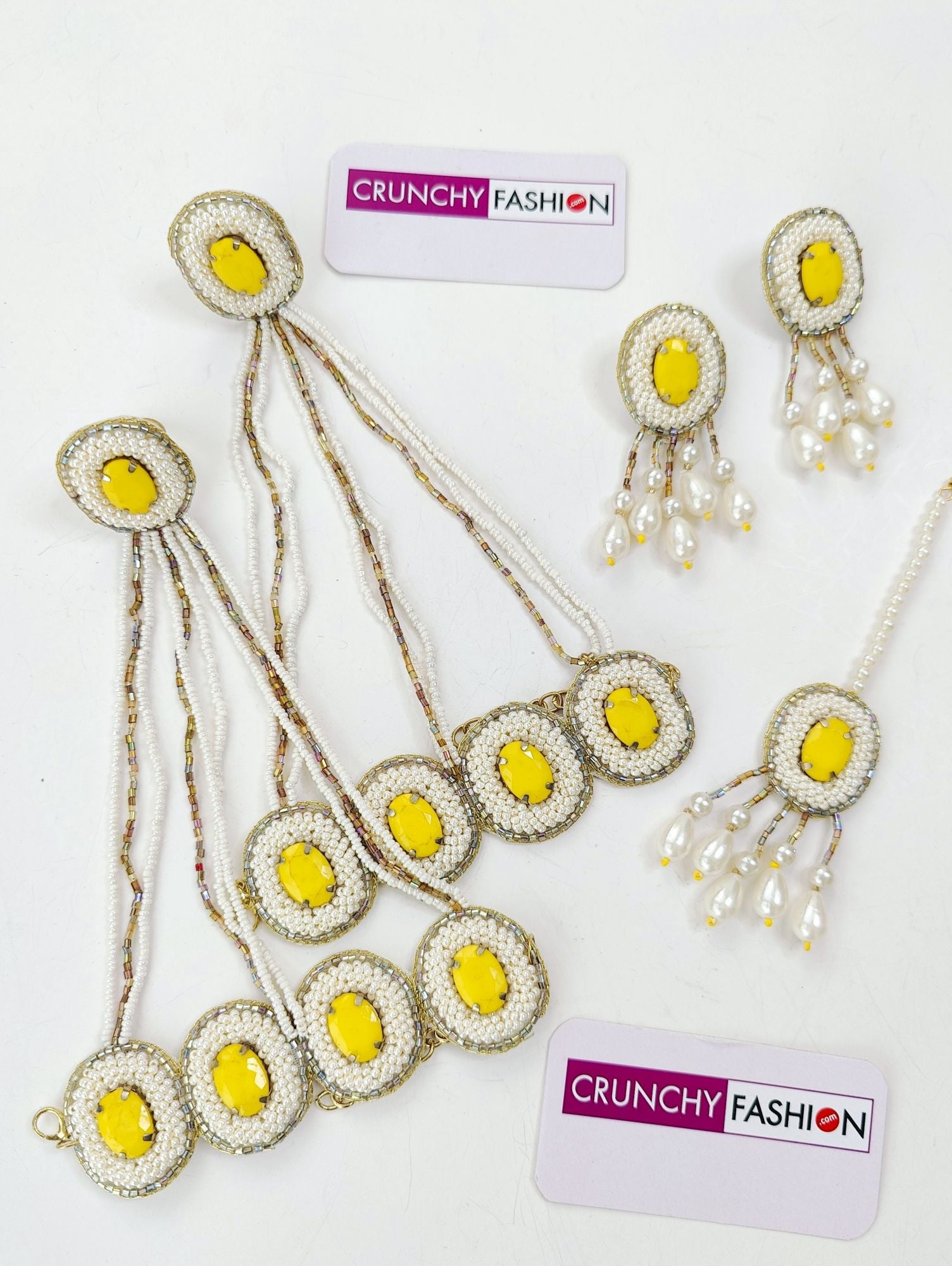 Nitara Haldi Jewellery Set with Yellow Crystals