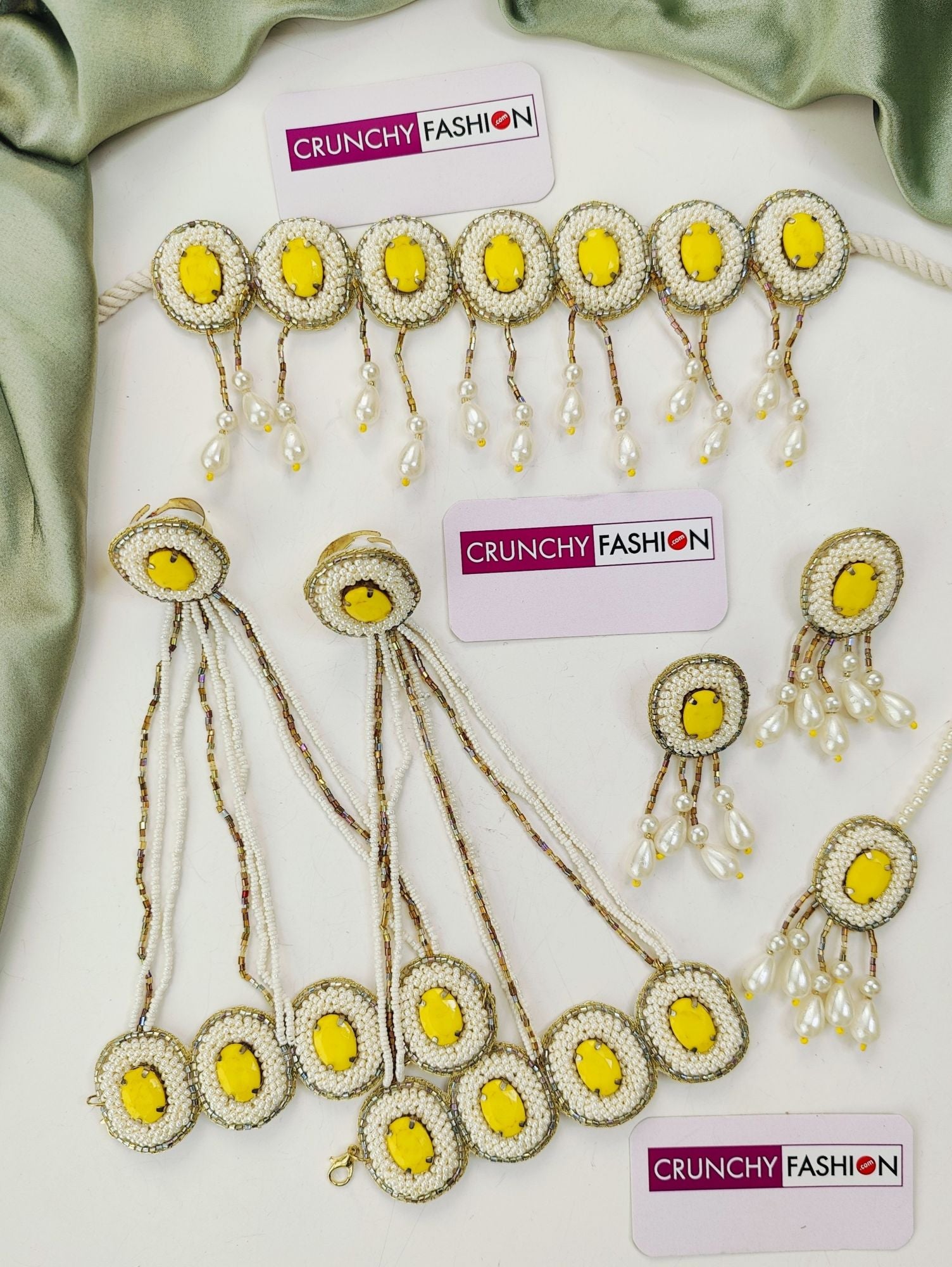 Nitara Haldi Jewellery Set with Yellow Crystals