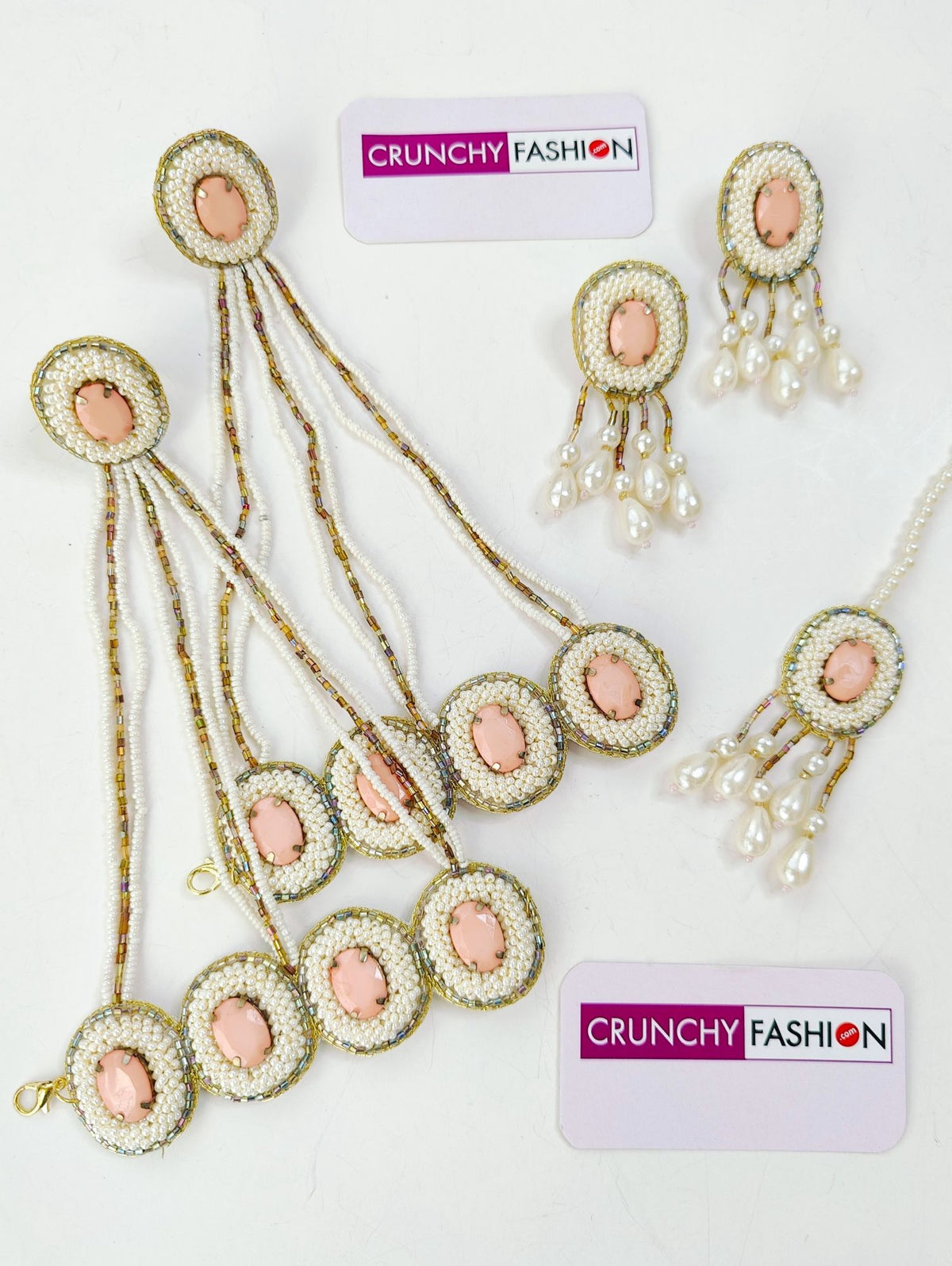 Nitara Haldi Mehndi Jewellery Set with Peach Crystals