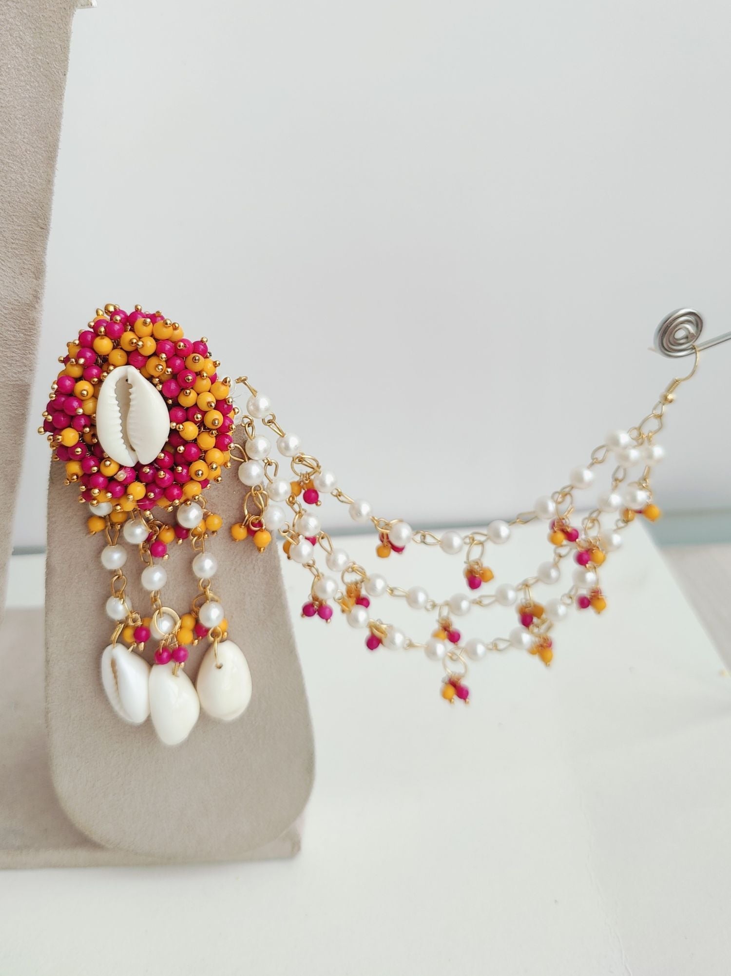 Haldi Mehndi set in orange with seashell & flower designs for women & girls, for festivals, weddings, engagements