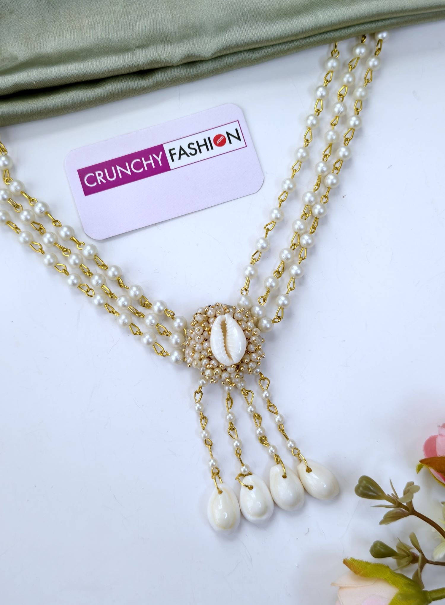 Pearl And Cowrie Shell  Haldi-Mehndi Jewellery for Brides