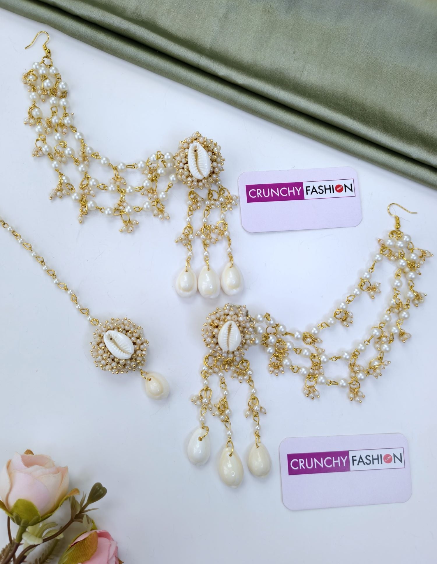 Pearl And Cowrie Shell  Haldi-Mehndi Jewellery for Brides