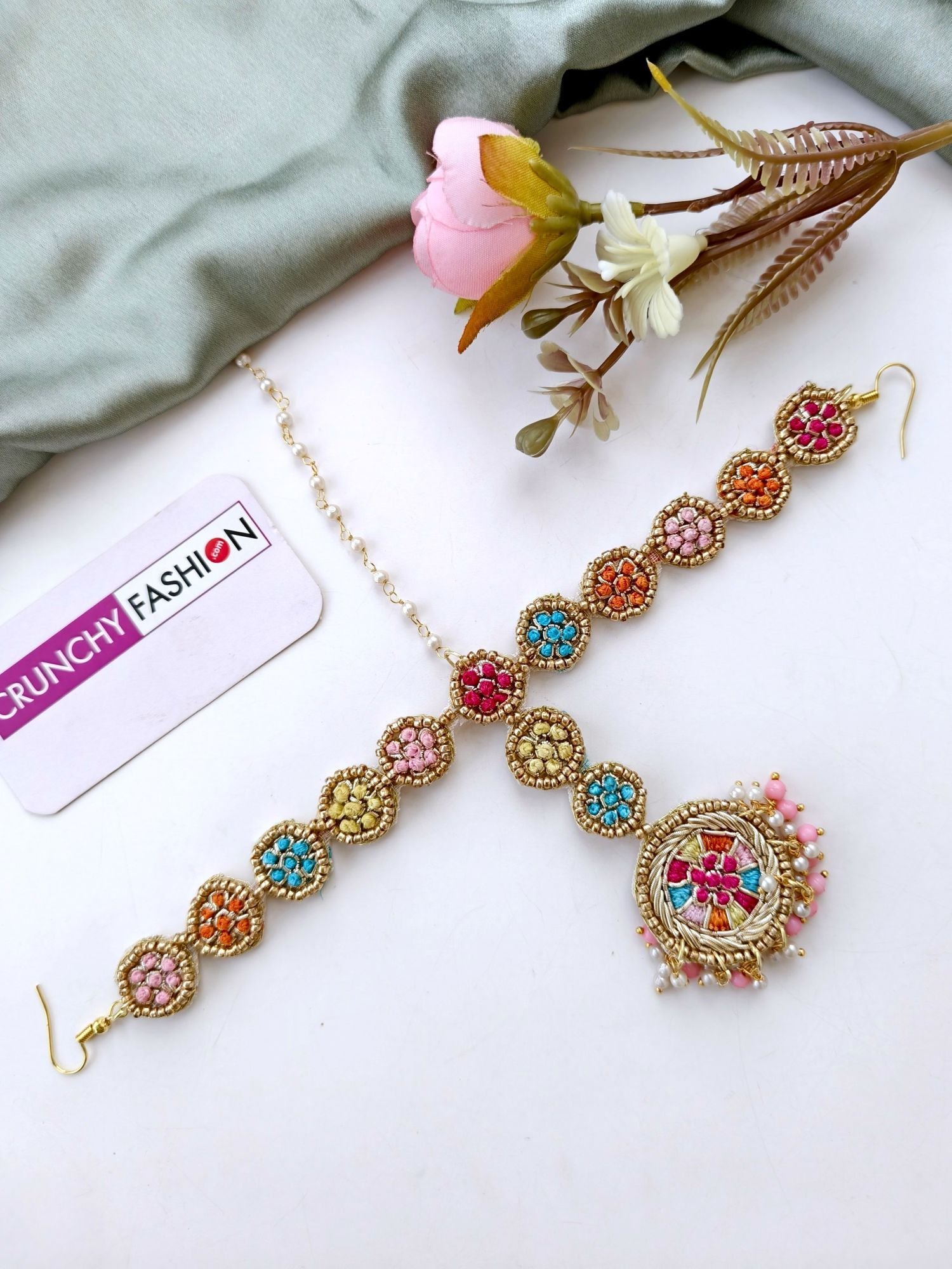 Multicolored Handmade Jewelry Set for Haldi & Mehndi Carnivals