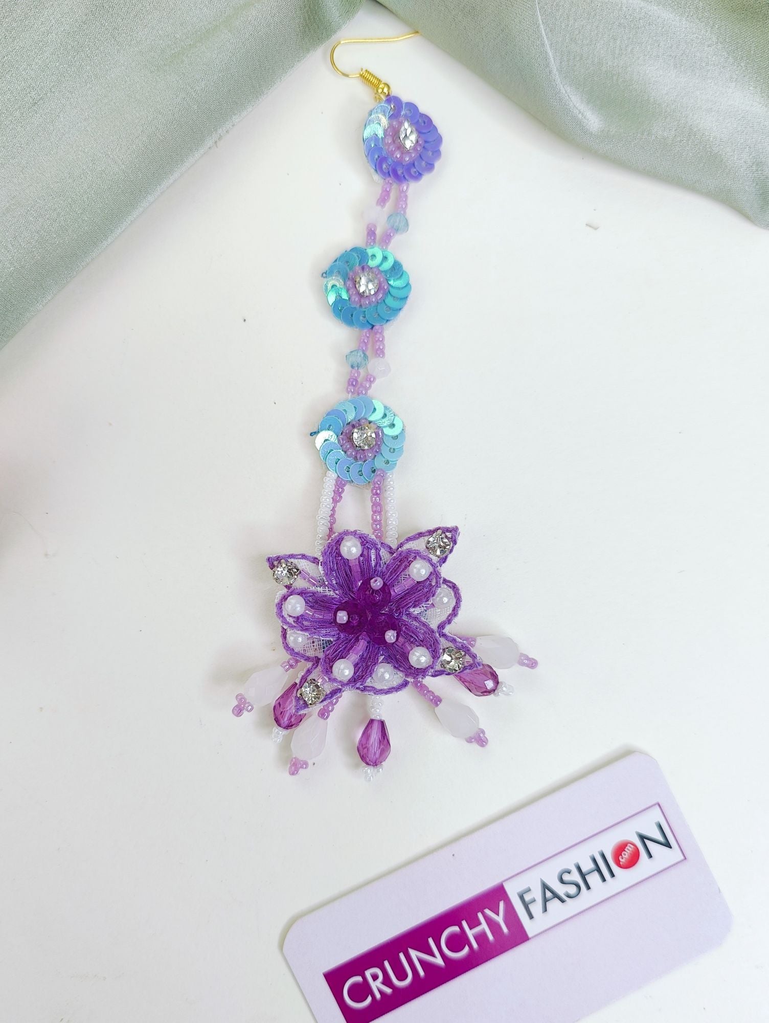Lavender & Sky Blue Bridal Set: Floral Pearl & Beaded for Haldi-Mehndi