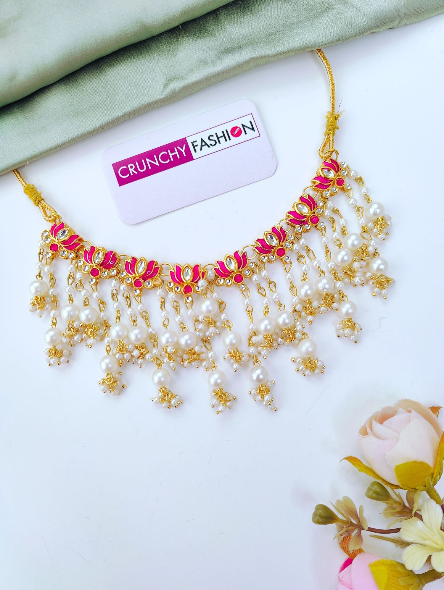 Lotus design kundan bridal jewellery set for traditional weddings