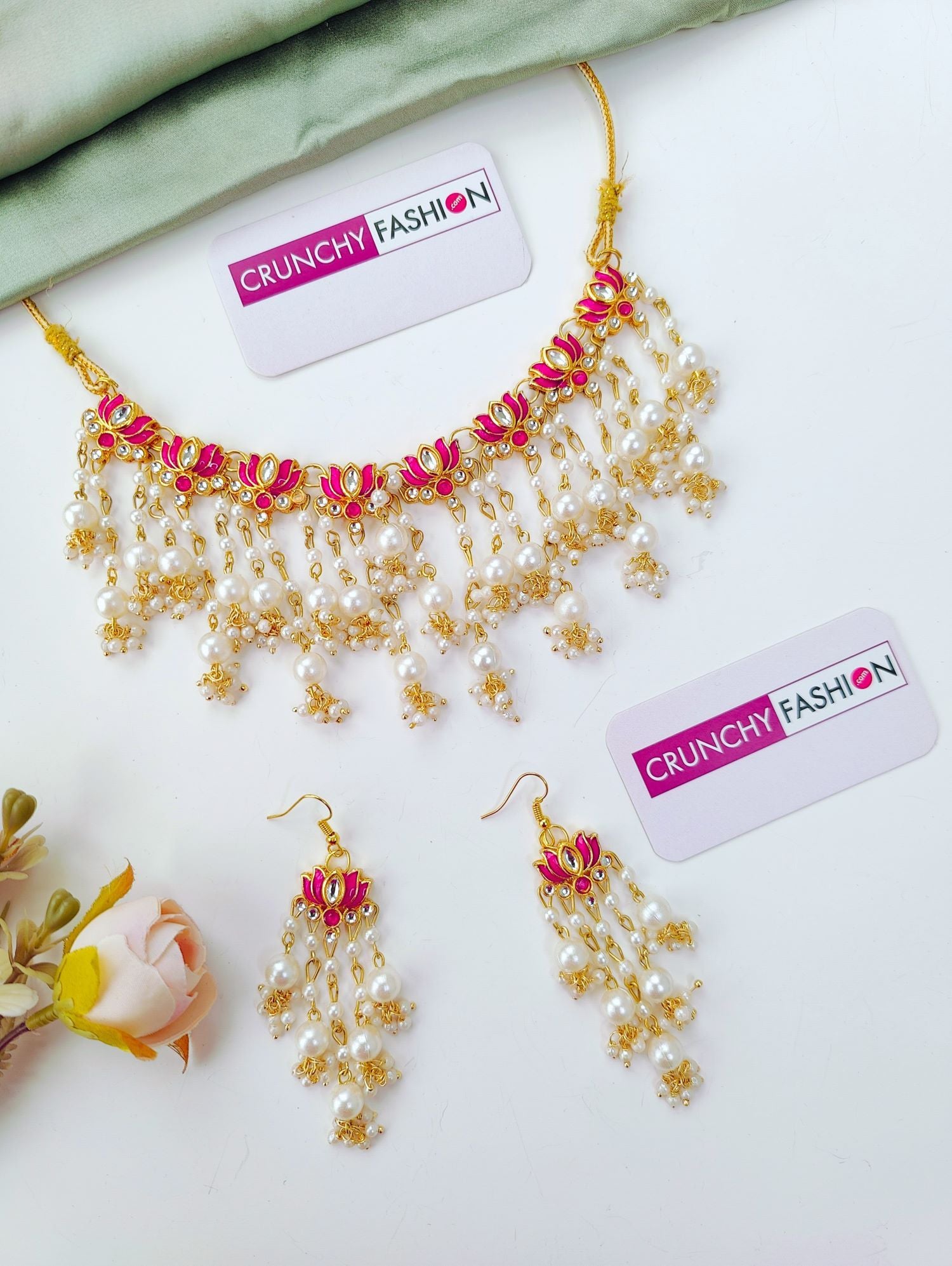 Lotus design kundan bridal jewellery set for traditional weddings