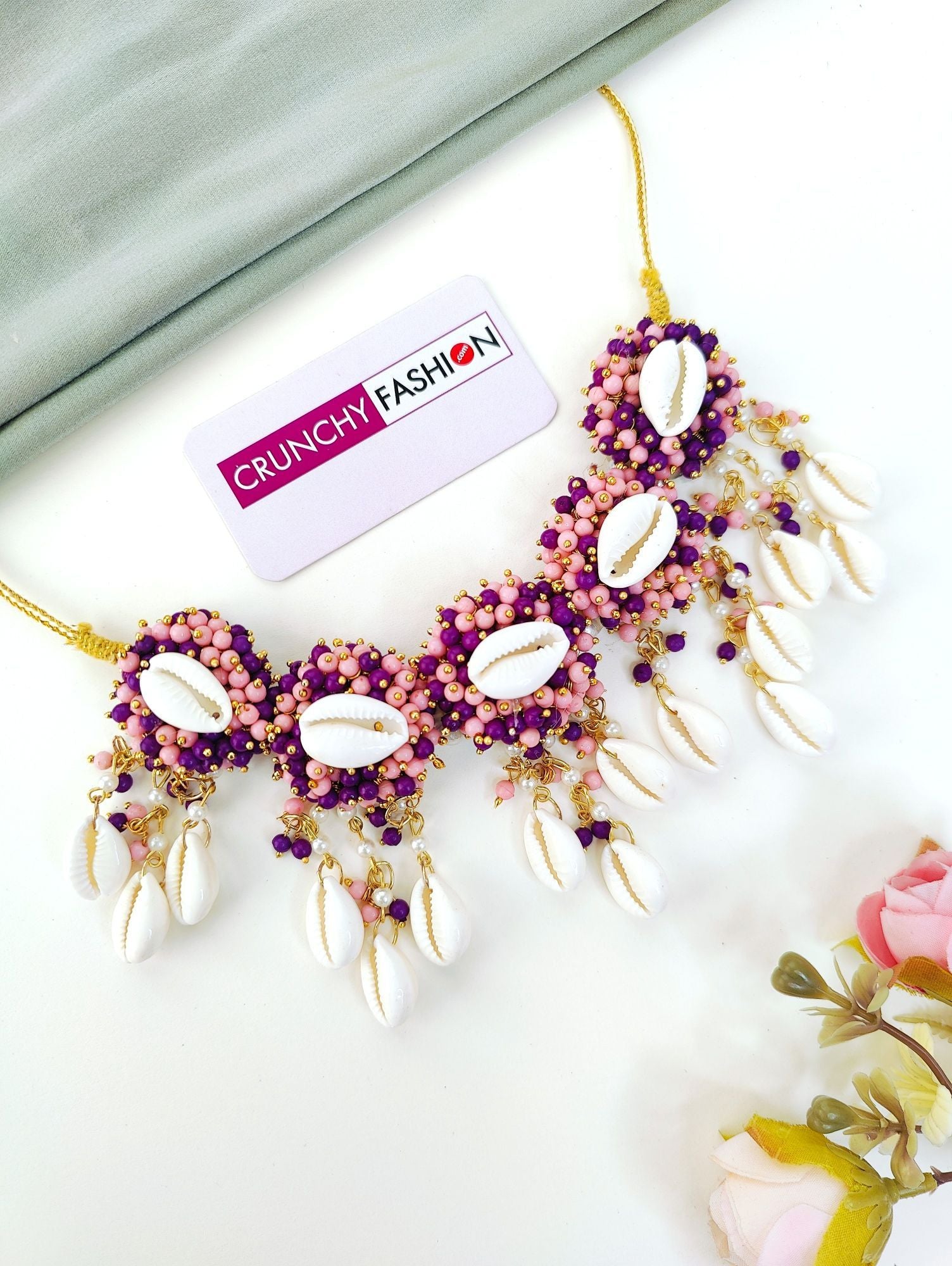 Lavender Shell Haldi Mehndi Jewellery Set
