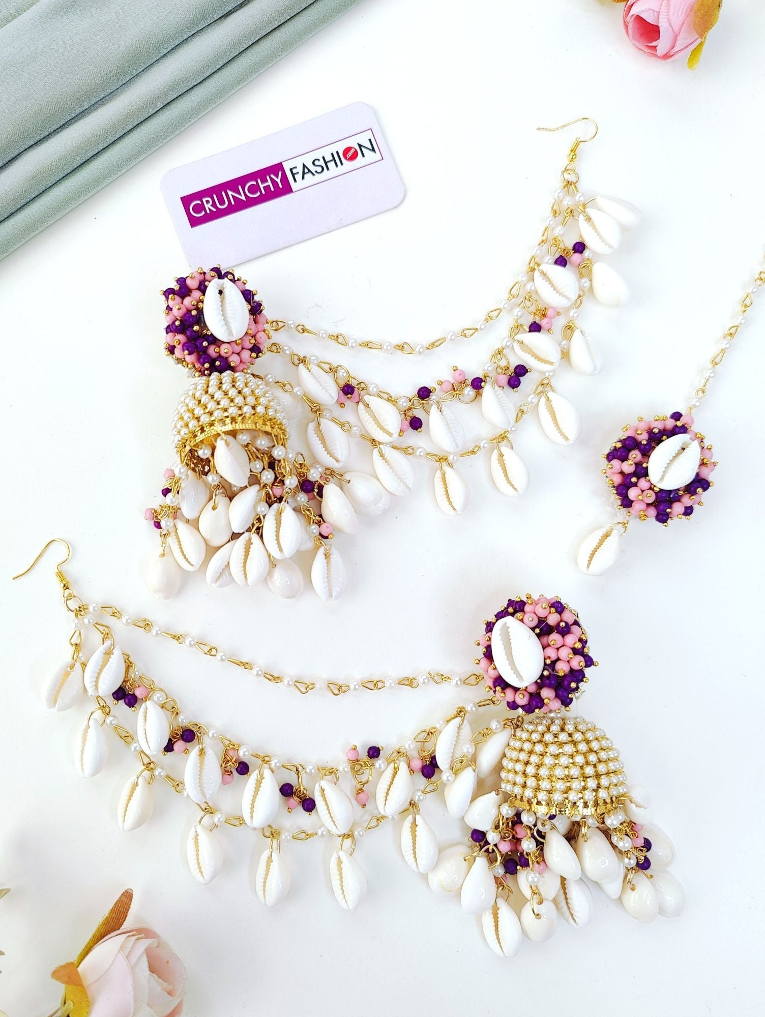Lavender Shell Haldi Mehndi Jewellery Set