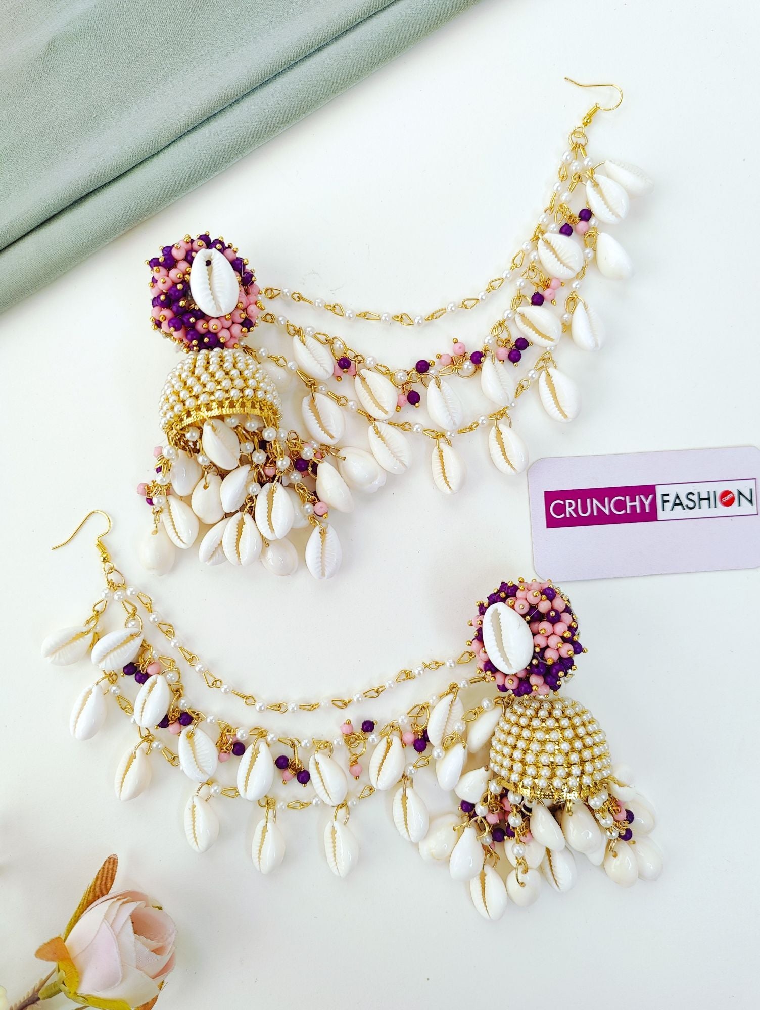Lavender Shell Haldi Mehndi Jewellery Set