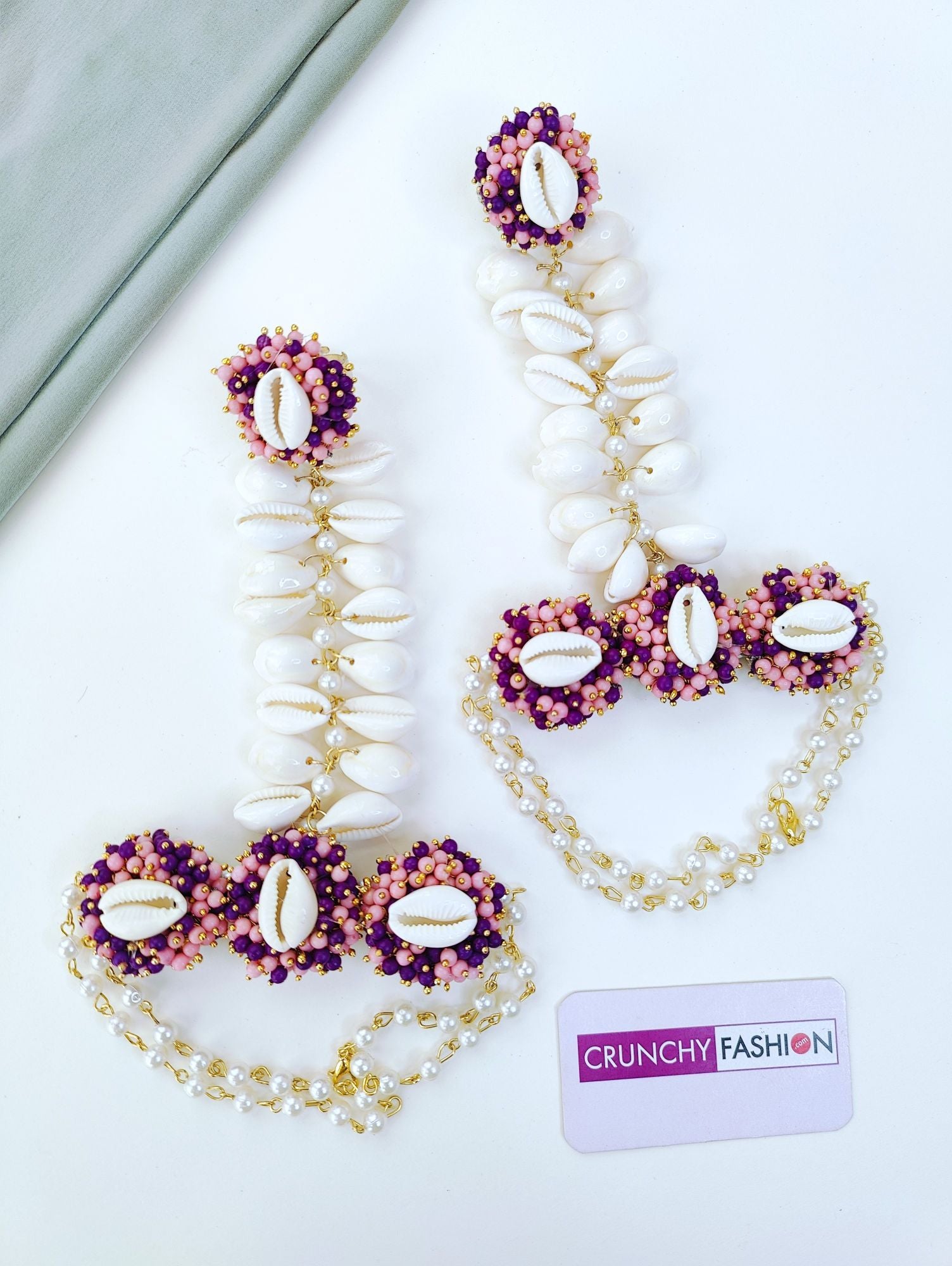 Lavender Shell Haldi Mehndi Jewellery Set