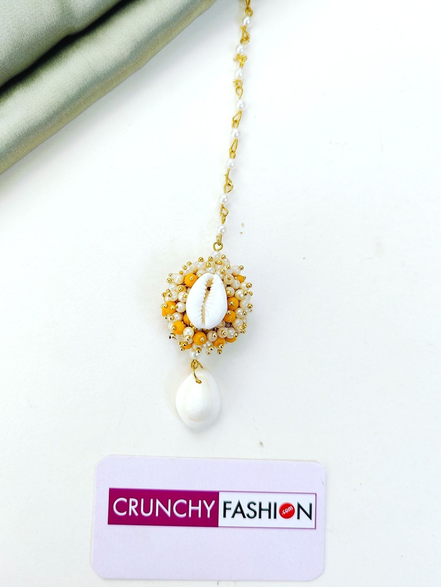 Yellow white haldi mehndi jewellery set with sea shells, pearls, flower design, ideal for women, gold plated, 2026