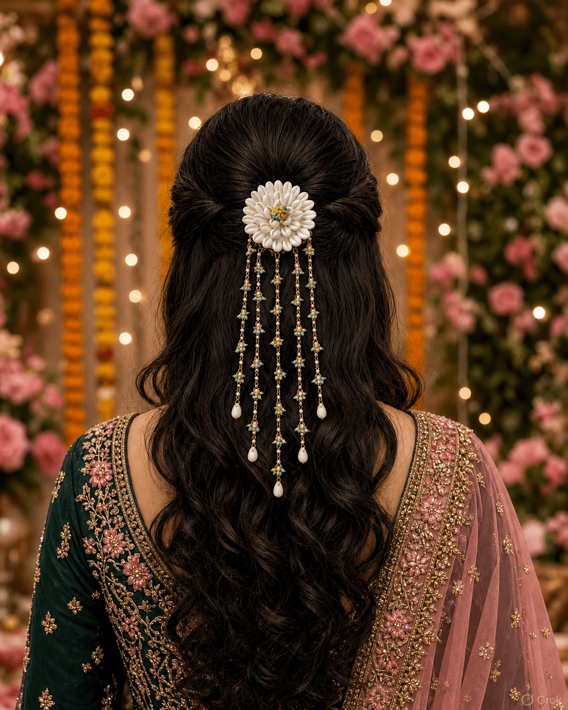 Yellow-Sky Blue Sea Shell Bridal Hair Accessories