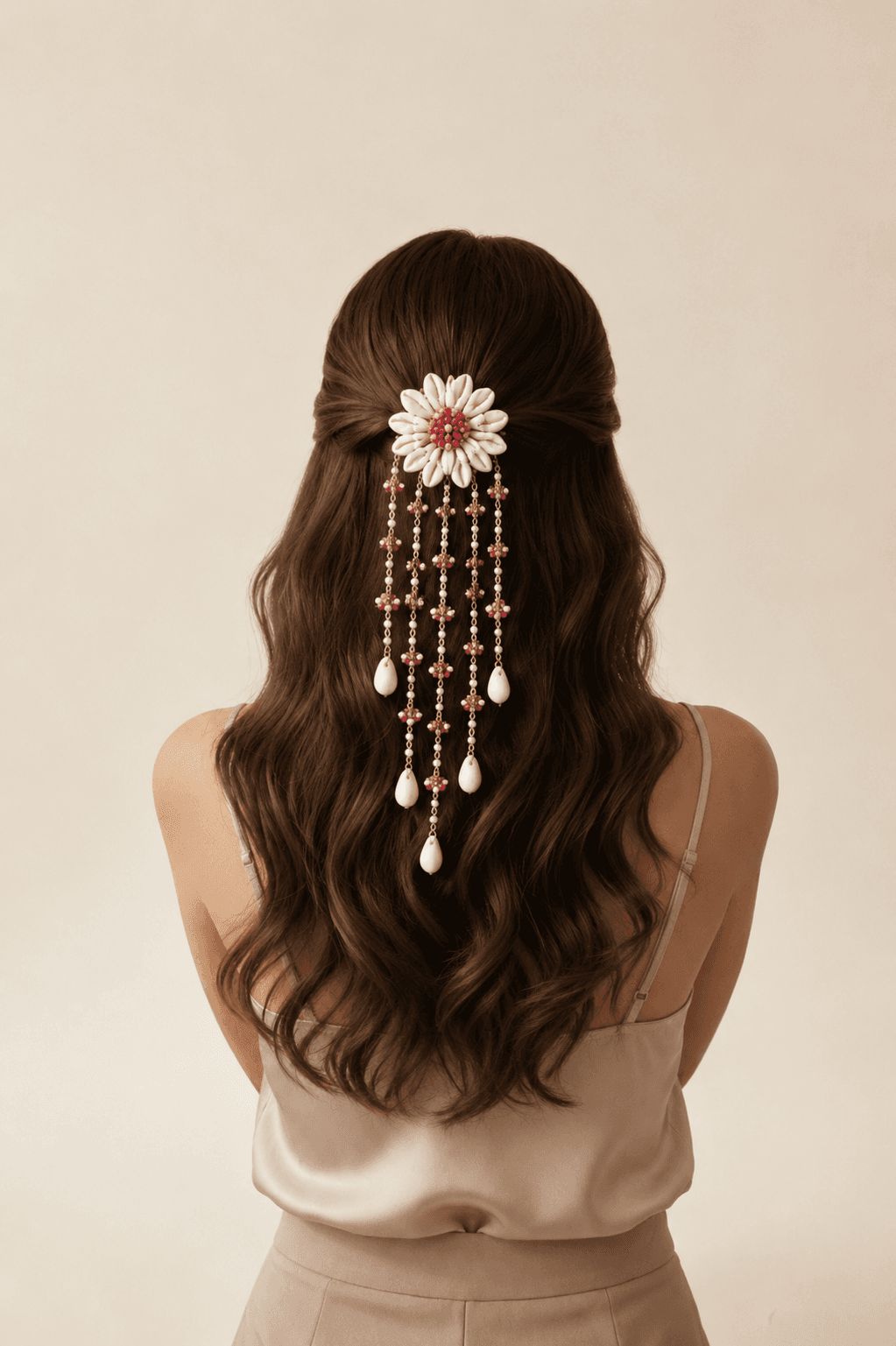 Pink Shell Haldi Wedding Hair Accessories