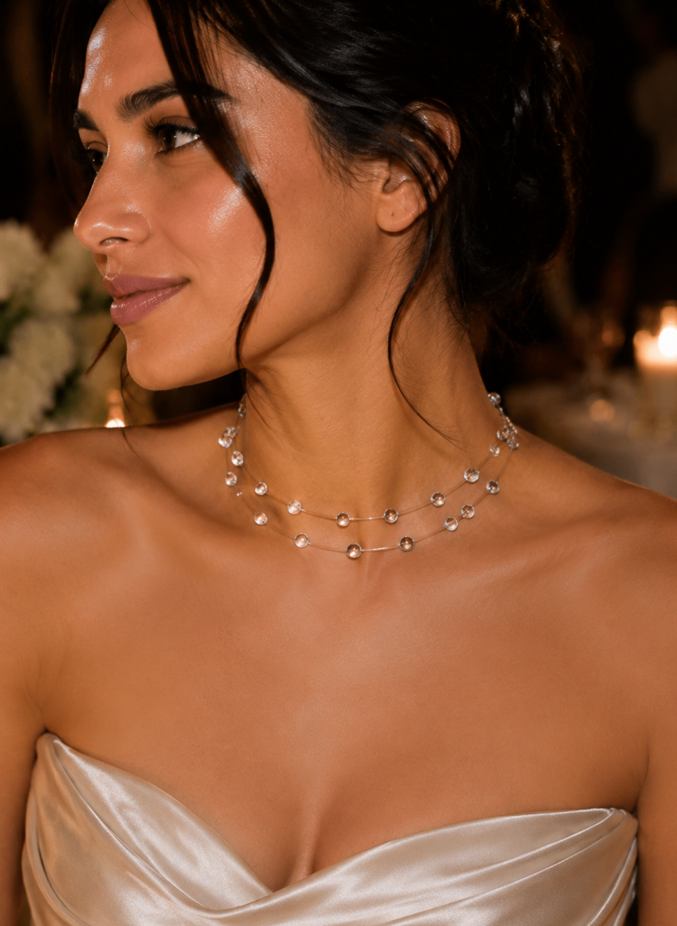 Crystal Clear Dew Drop Choker Necklace