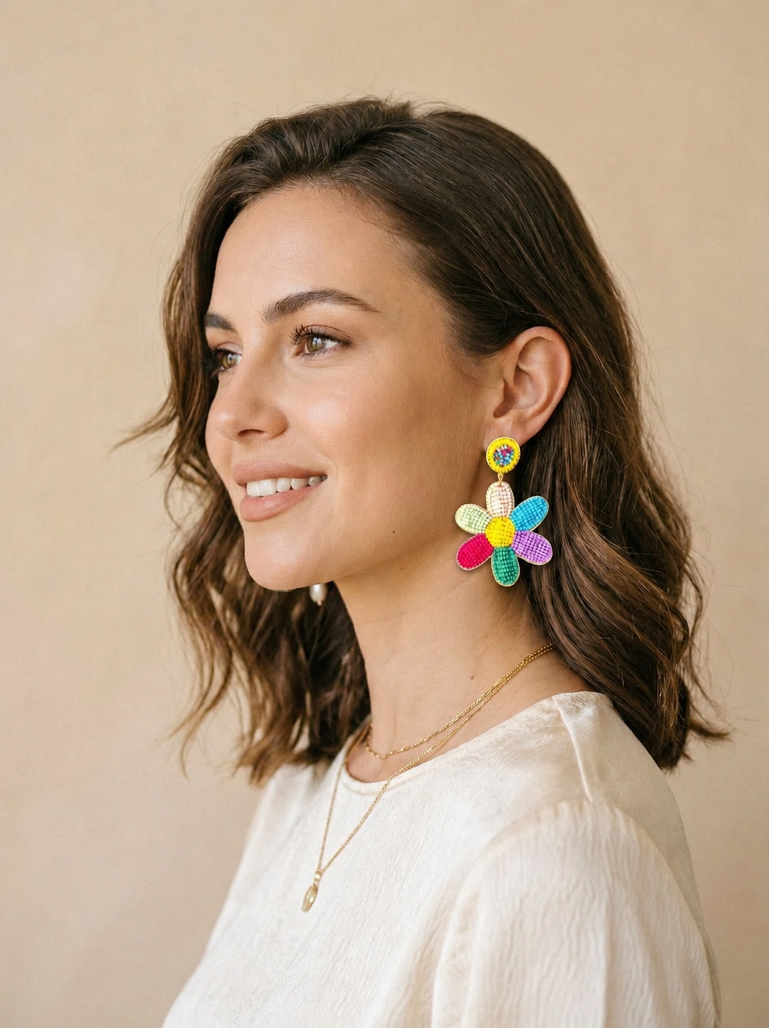 Vibrant Rainbow Petals: Multicolored Handcrafted Beaded Florals
