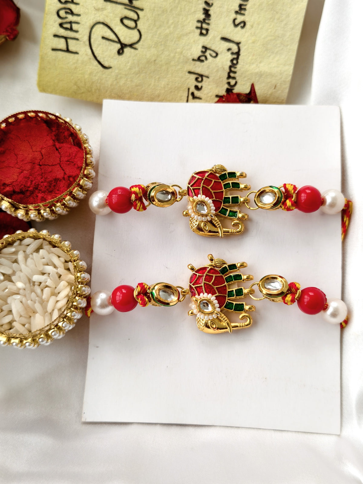 Cute Elephant Rakhi Hamper Set with Chocolate, Roli Chawal