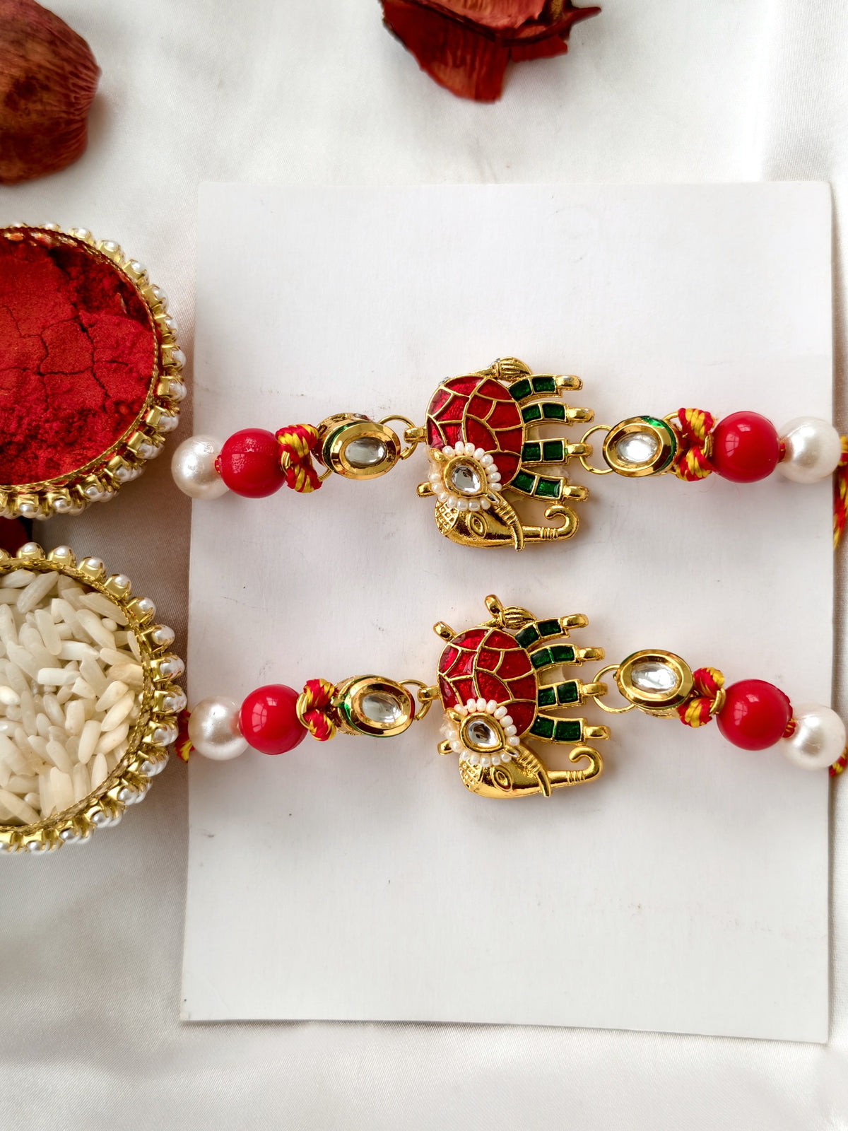 Cute Elephant Rakhi Hamper Set with Chocolate, Roli Chawal