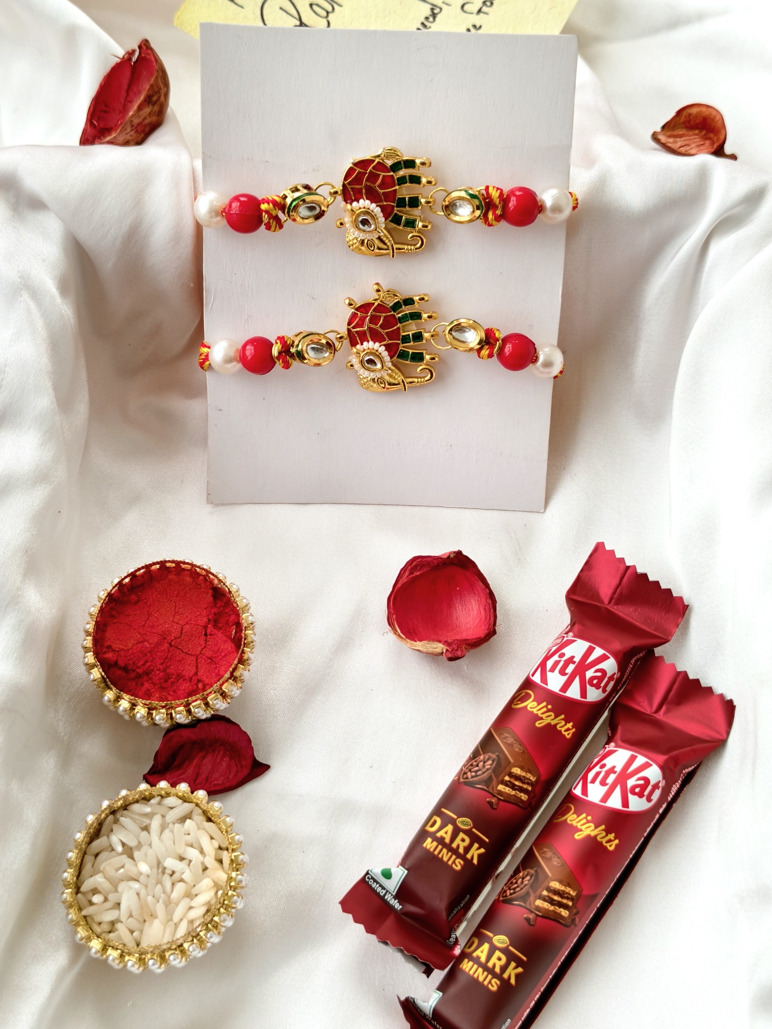 Cute Elephant Rakhi Hamper Set with Chocolate, Roli Chawal