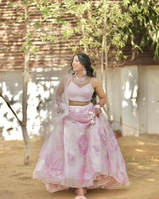 Blossom 2.0: Pink Floral Haldi Mehndi Jewellery Set for Brides