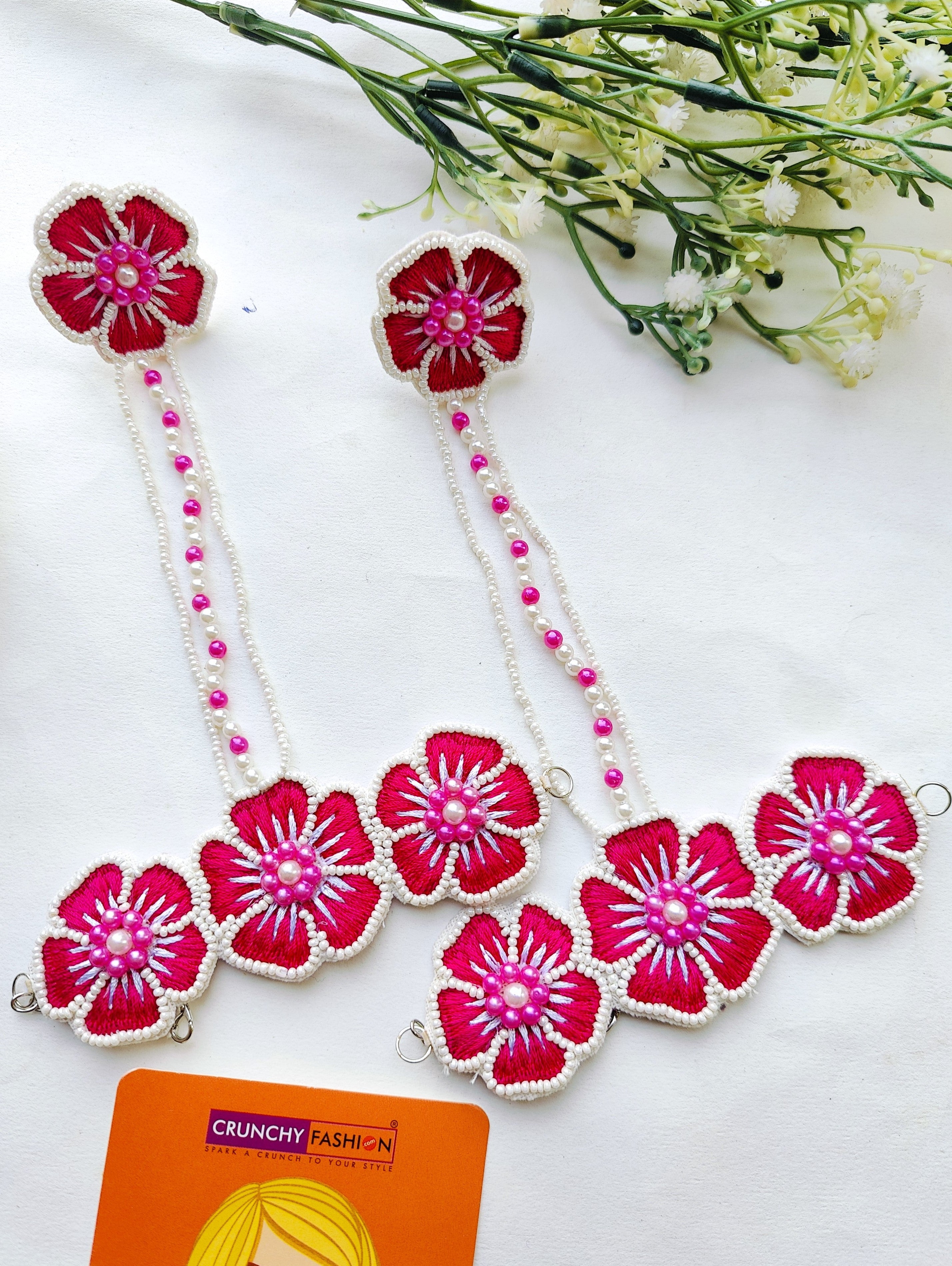 Blossom Hndmade Beaded Hathphool Set- Jewellery For Bridal Haldi Mehndi Ceremony