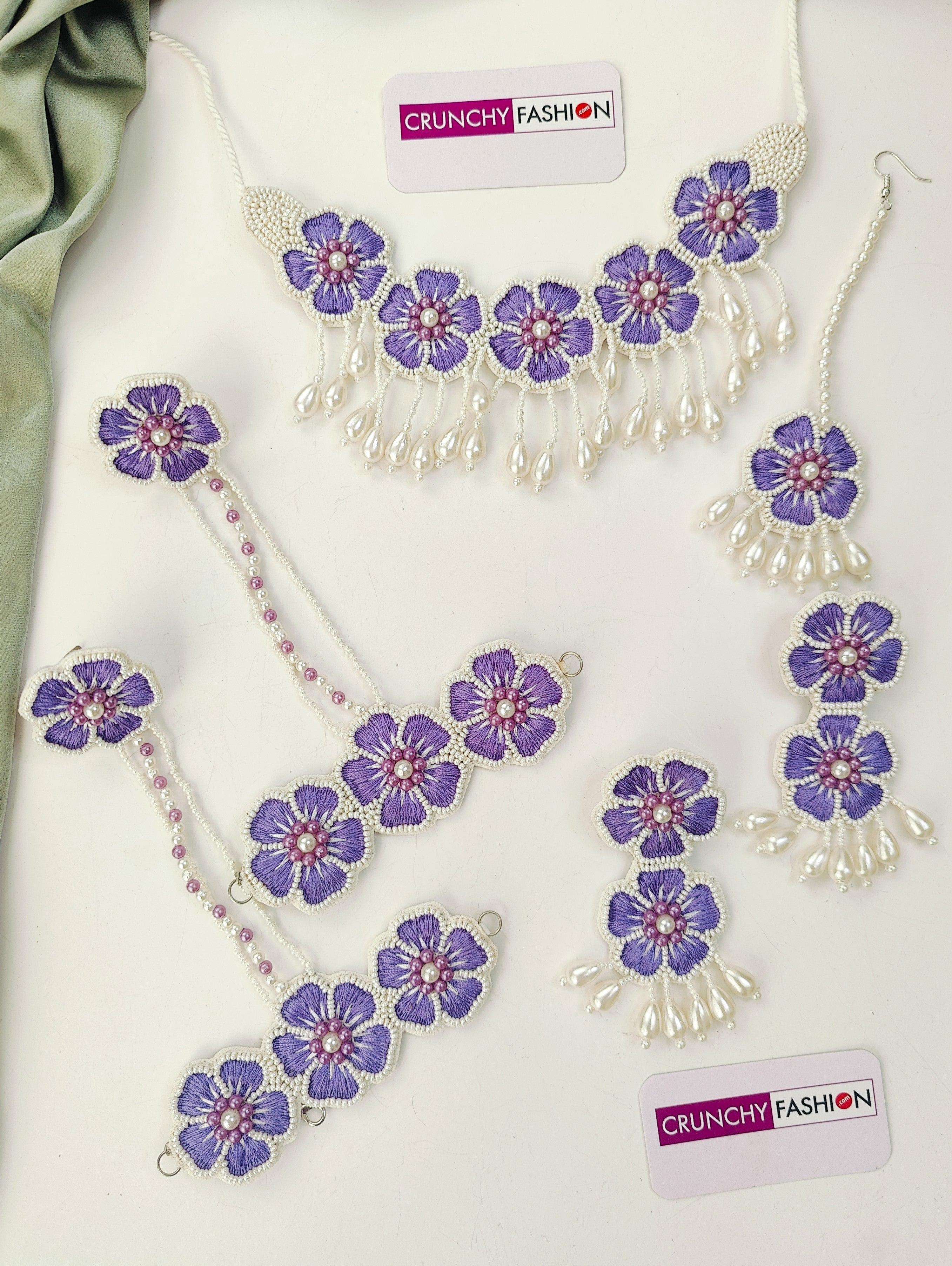 Blossom 2.0: Pink Floral Haldi Mehndi Jewellery Set for Brides
