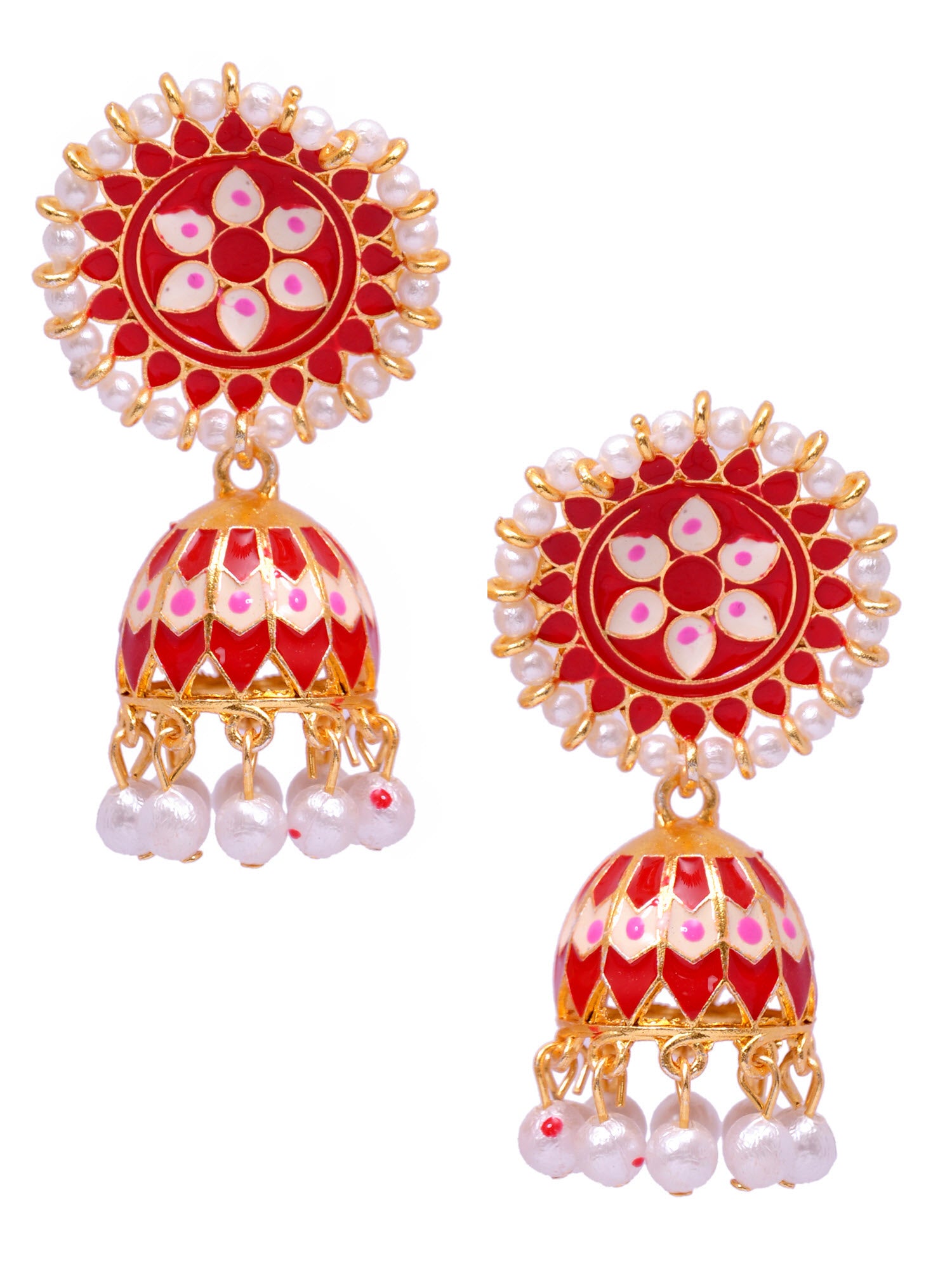 GReen Meenakari Party Wear Jhumkas for Women