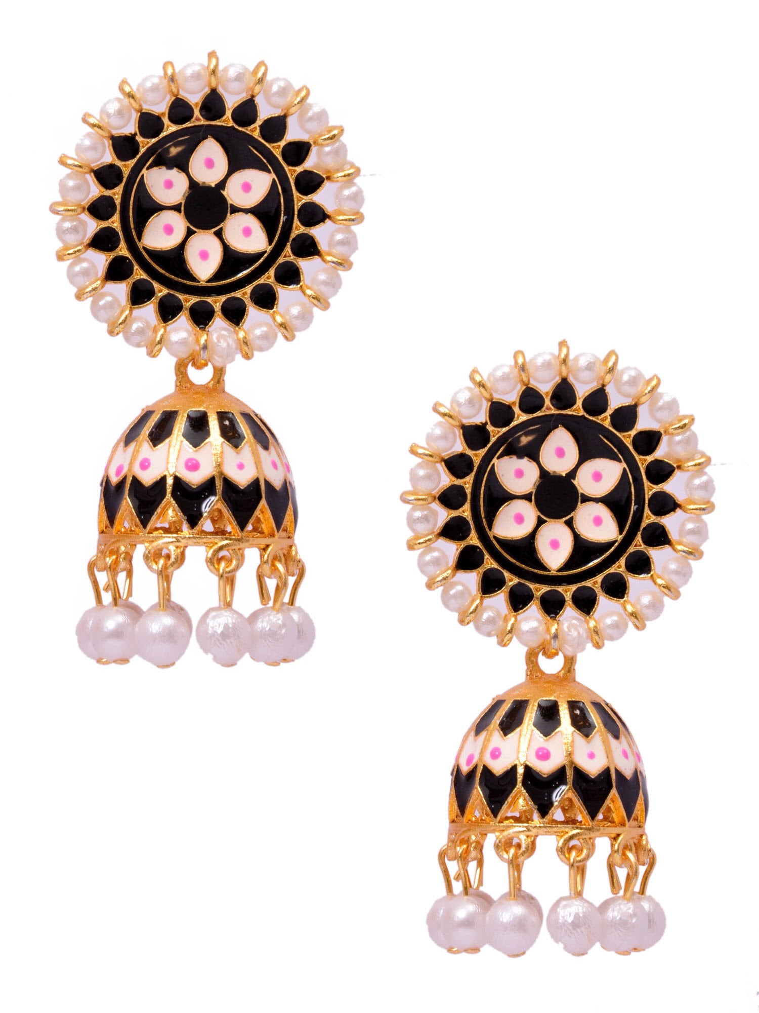GReen Meenakari Party Wear Jhumkas for Women