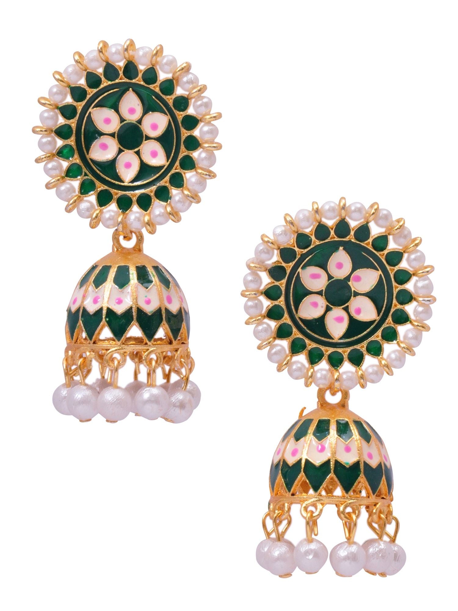Golden ethnic asymmetric design jhumka earrings, part of the wedding collection, ideal for everyday wear