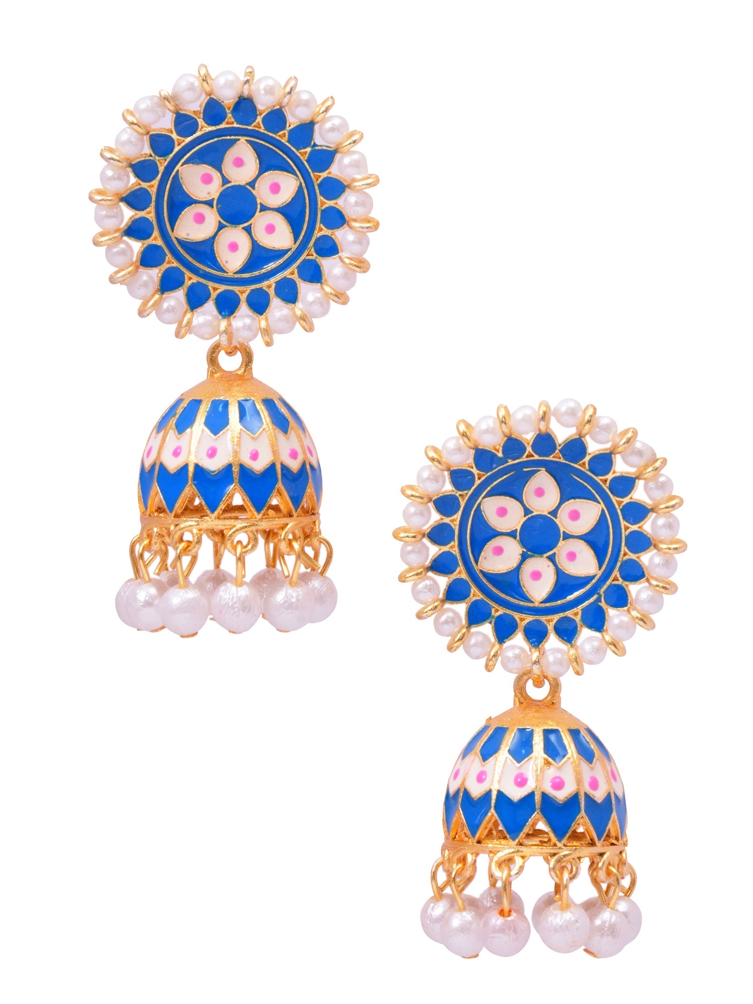 GReen Meenakari Party Wear Jhumkas for Women