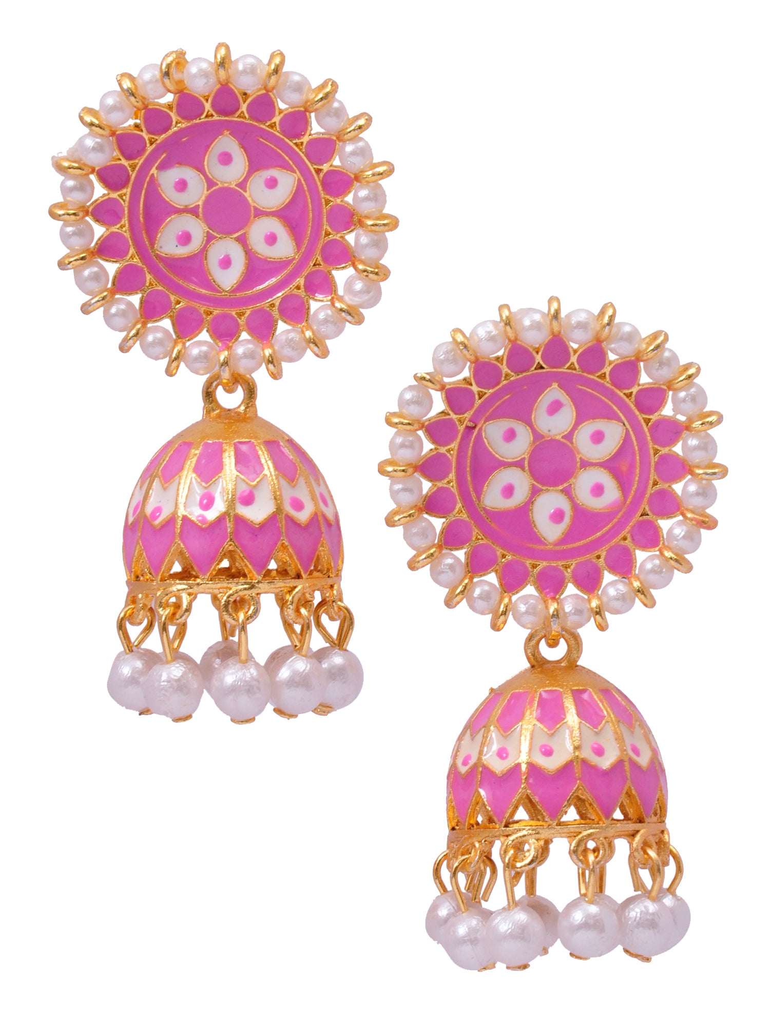 GReen Meenakari Party Wear Jhumkas for Women