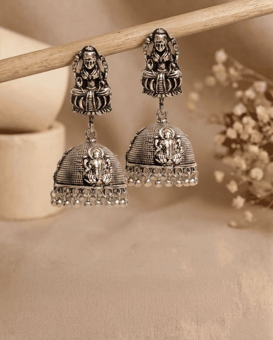 Oxidized German Silver Jhumka Earrings for Women & Girls, Latest Design