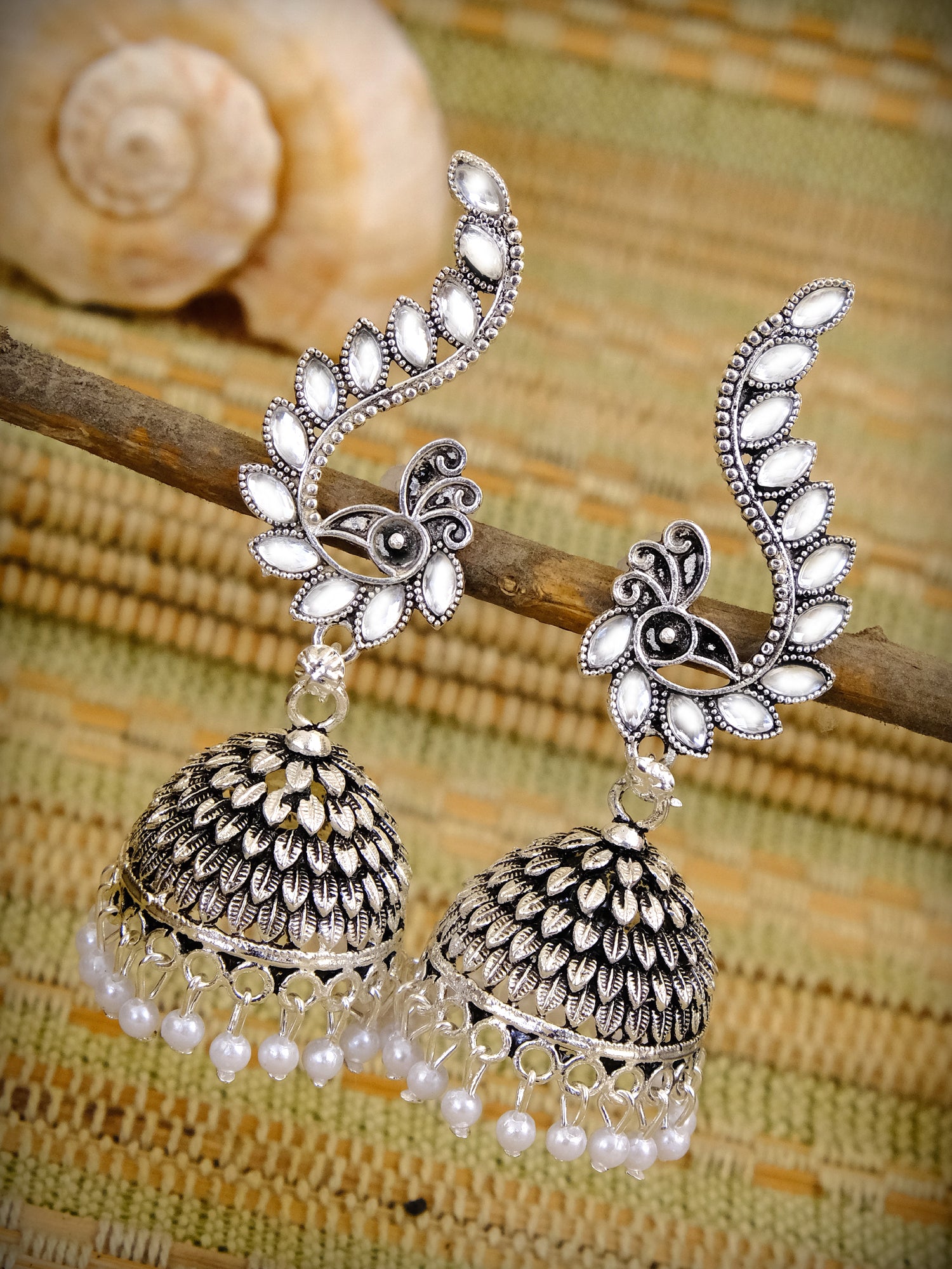 Oxidised Silver Beautiful Peacock Jhumka Earring for WOmen